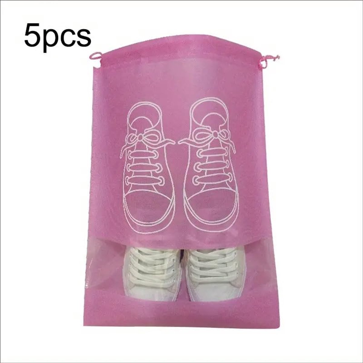 Shoe Bags - Pack of 5 - Shoe Bag - Travel and Storage Bag - Water-Repellent - Travel Organizer - Pink (36*26.5 cm) โ image 2
