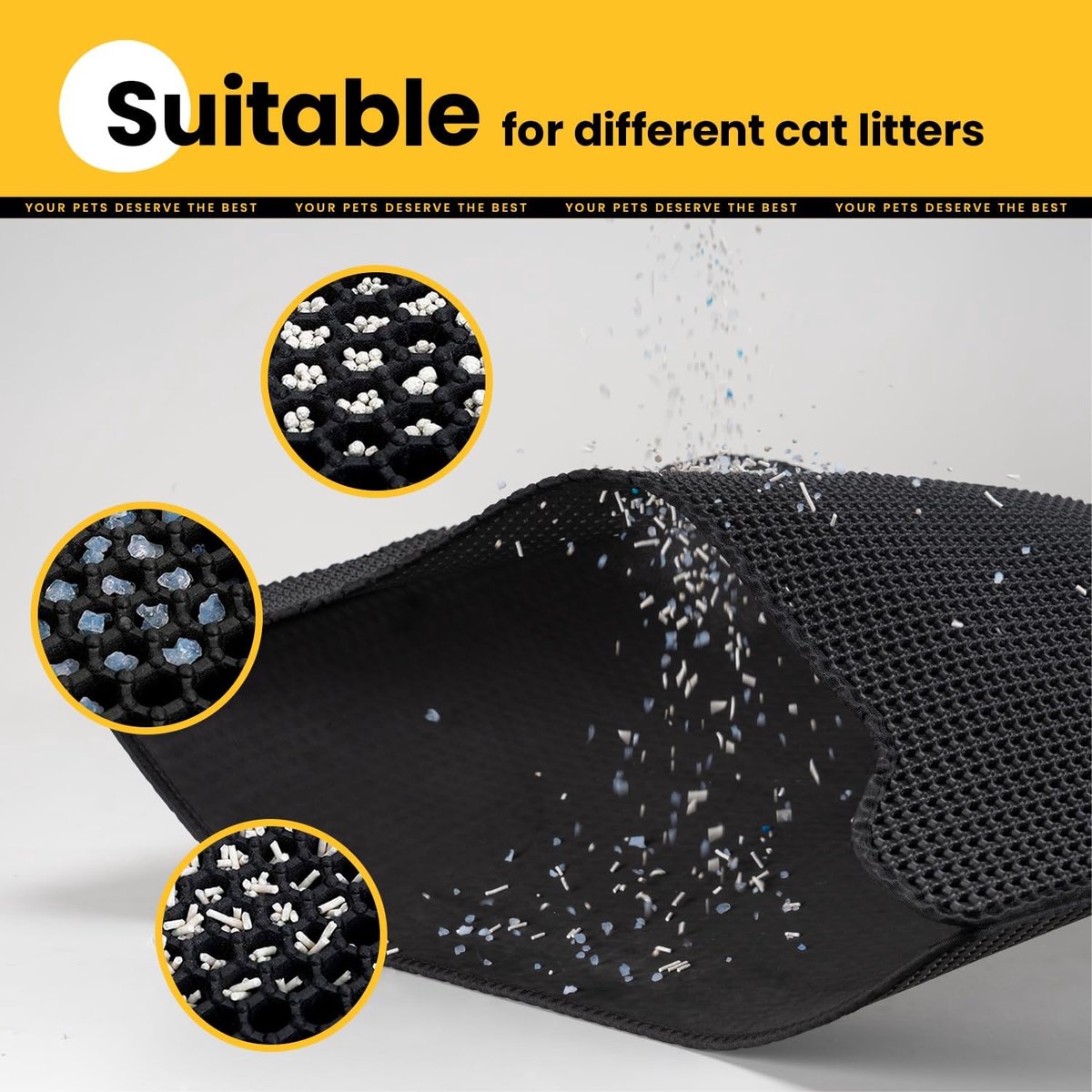 Cat Litter Mat - 30 x 45 cm - Waterproof Cat Litter Mat - Grit Catcher - Cat Litter Mat - Double Layer - Cat Litter Mat - Catchment Area - Cat Mat - Black — image 6