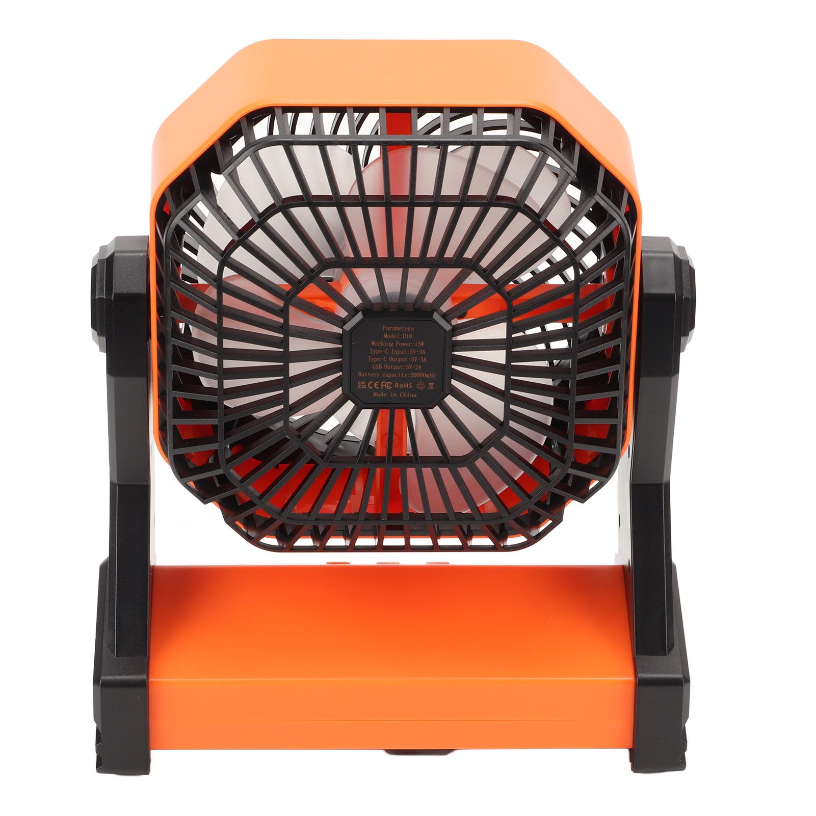 Camping Fan with LED Lantern 4 Levels 270 Degree Pivot Large Air Volume USB Rechargeable Outdoor Tent Fan with Light Hook Orange — image 5