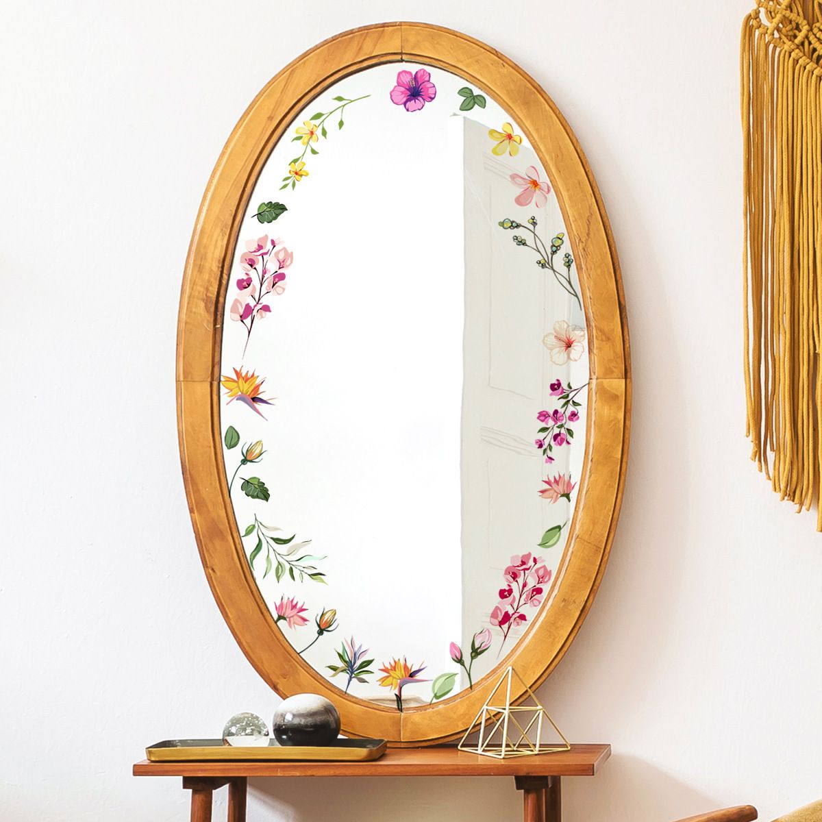 Floral Mirror Decals Flower Wall Stickers Peel and Stick Room Graphics Aesthetic Bathroom and Bedroom Decor for Girls — image 5