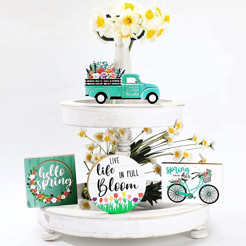 Easter Tiered Tray Decor Farmhouse Mini Wood Spring Signs Decorations for Home Desk Ornament โ image 6