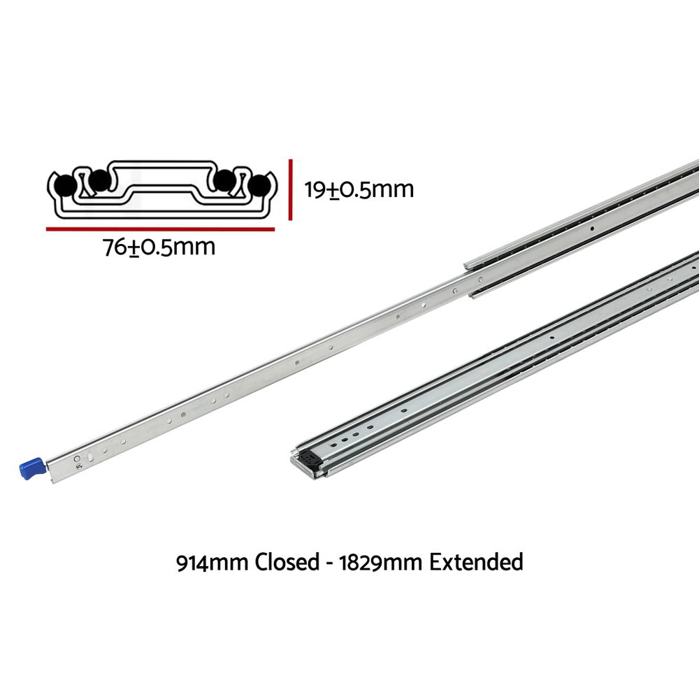 Giantz 2x Drawer Slides Full Extension Locking 227kg 914-1829mm Length — image 2