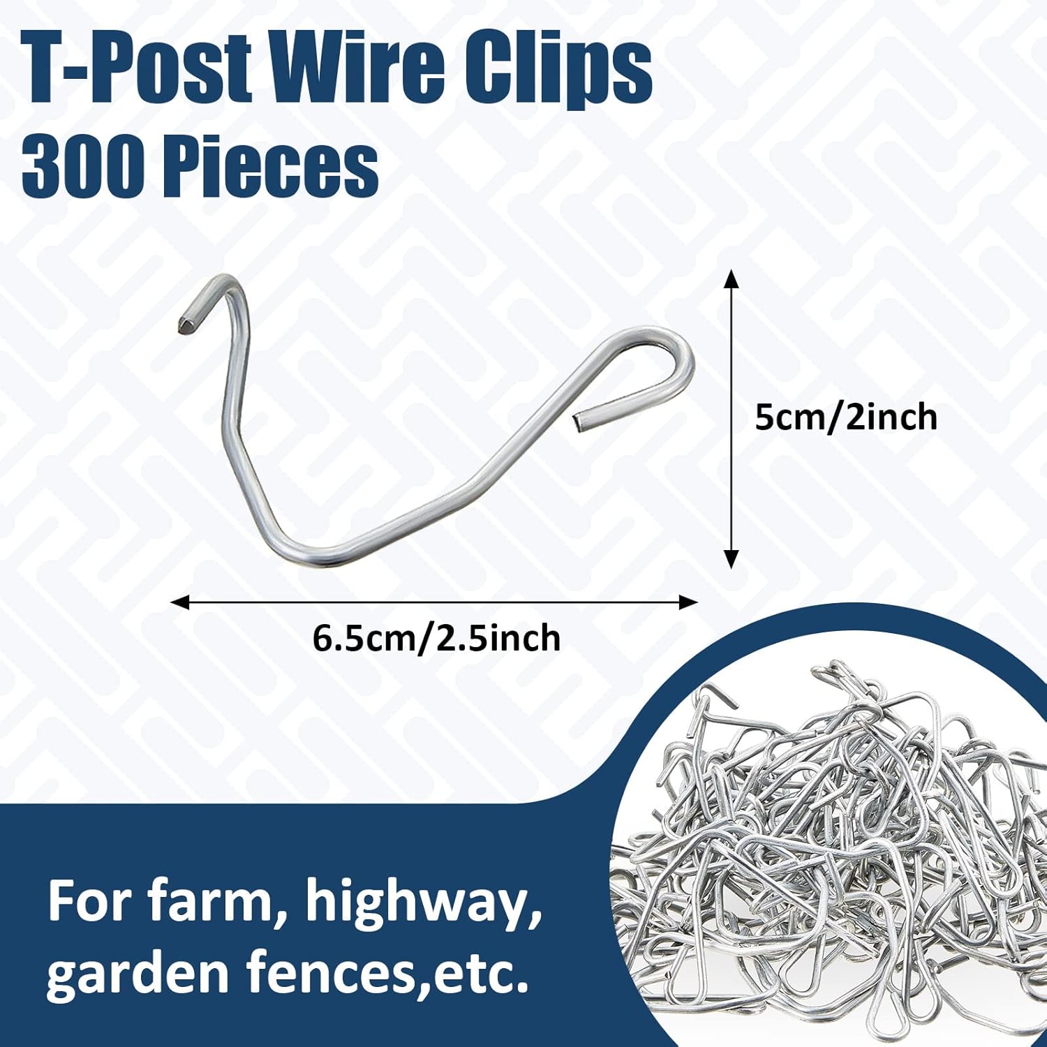 300 Pieces T Post Wire Clips T Post Fence Clips Fencing Clips for Securing Galvanized Steel Fence Clips for Barbed Wire Garden Farm Highway Sport Fences