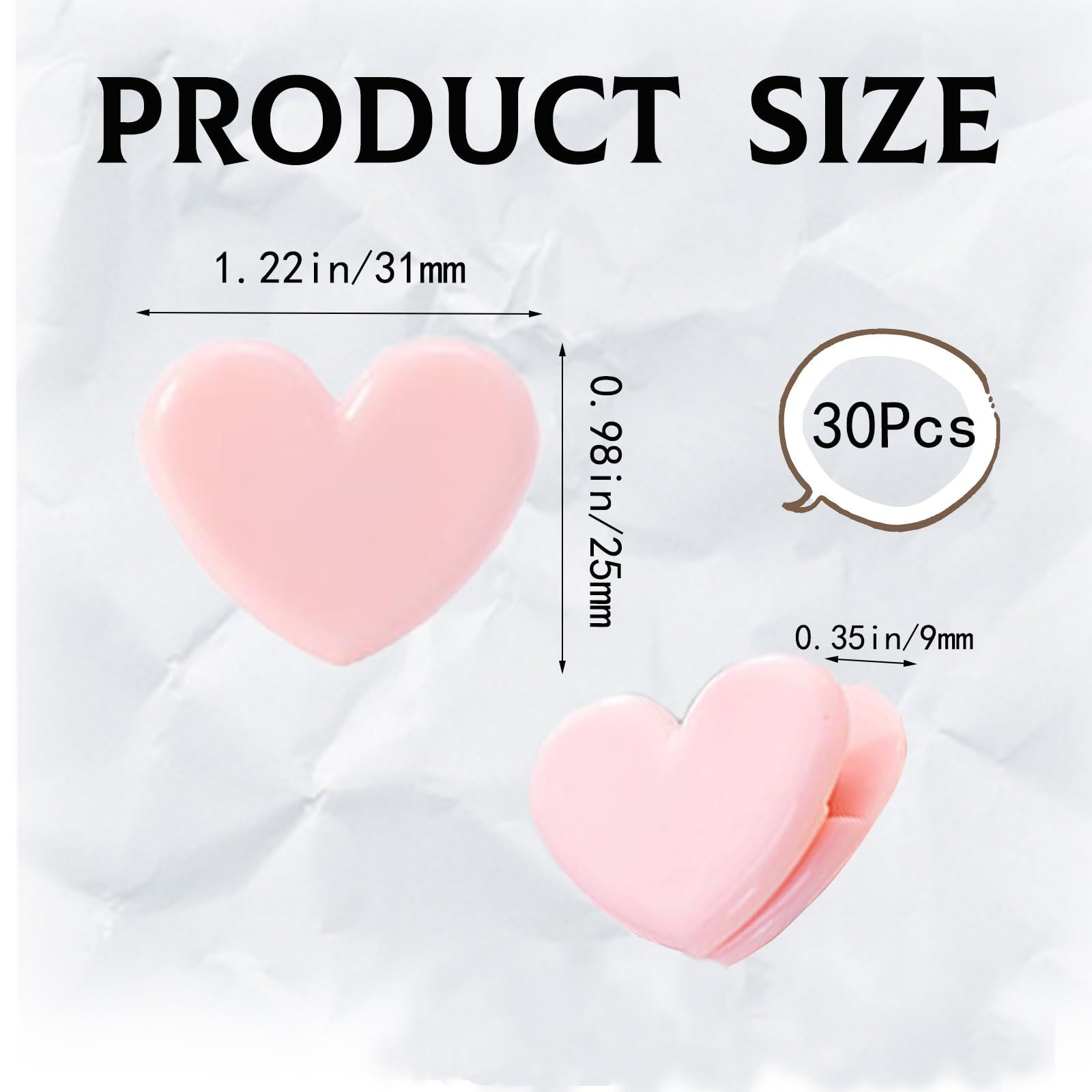 30pcs Heart Shaped Binder Clips,Mini Decorative Paper Clips,Paper and Bag Clips for Coffee Office Photo Picture Pages Holder — image 2