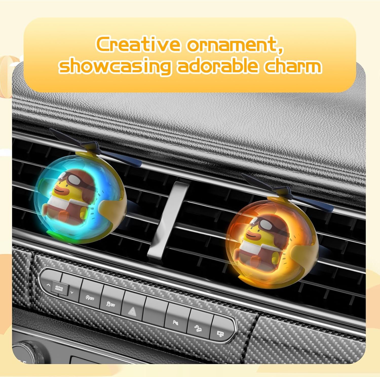 Yellow Duck Car Air Freshener with 6-Color Auto Light Up & 4 Scented Replacements Tablets – Light Scent, Decorative Auto Accessories, Cute Mother's Day and — image 5