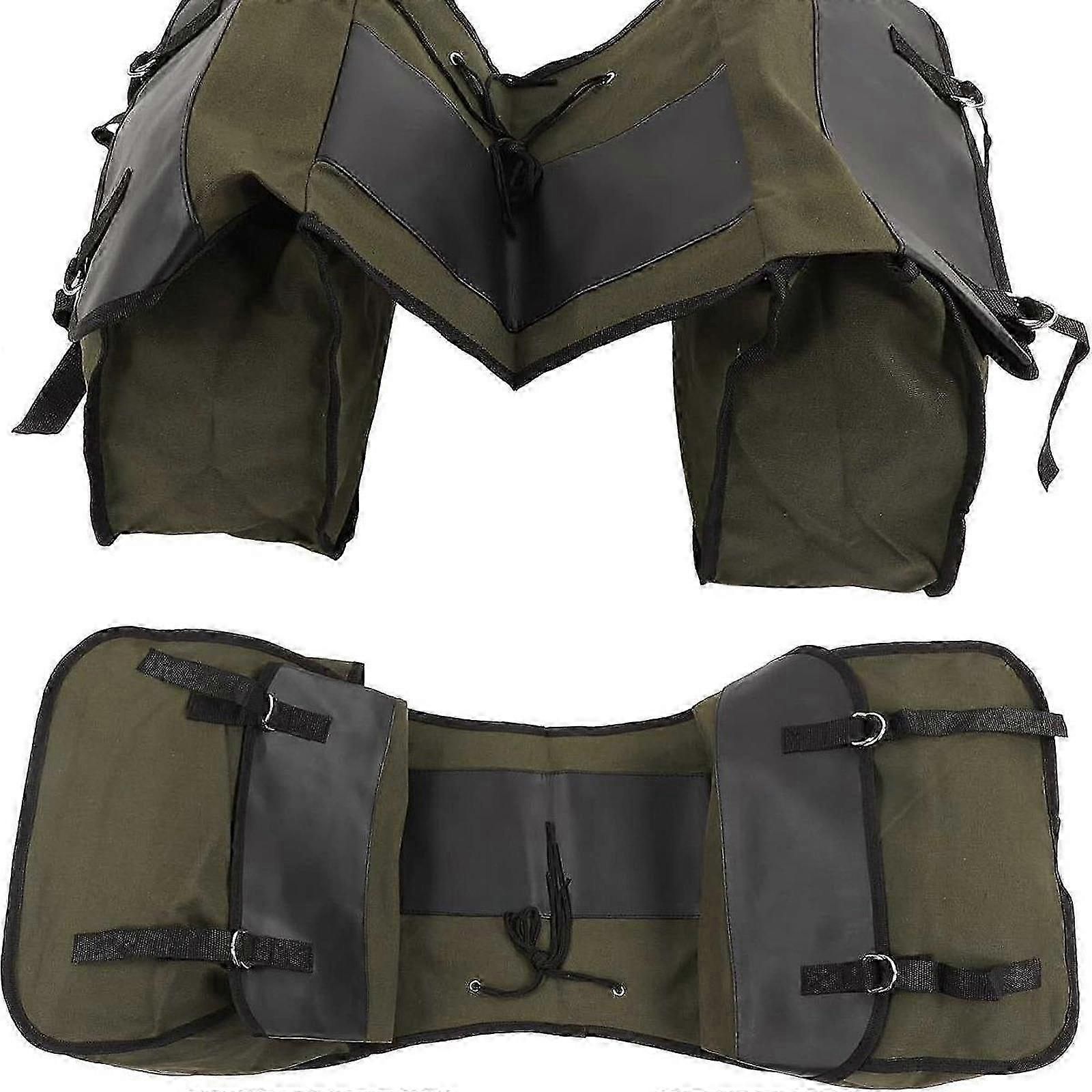 Double Side Bike Saddle Bag Cycling Bike Carrier Cargo Bag Storage Pouch Bike Trunk Bag Waterproof for Traveling Commuting - Army Green — image 4