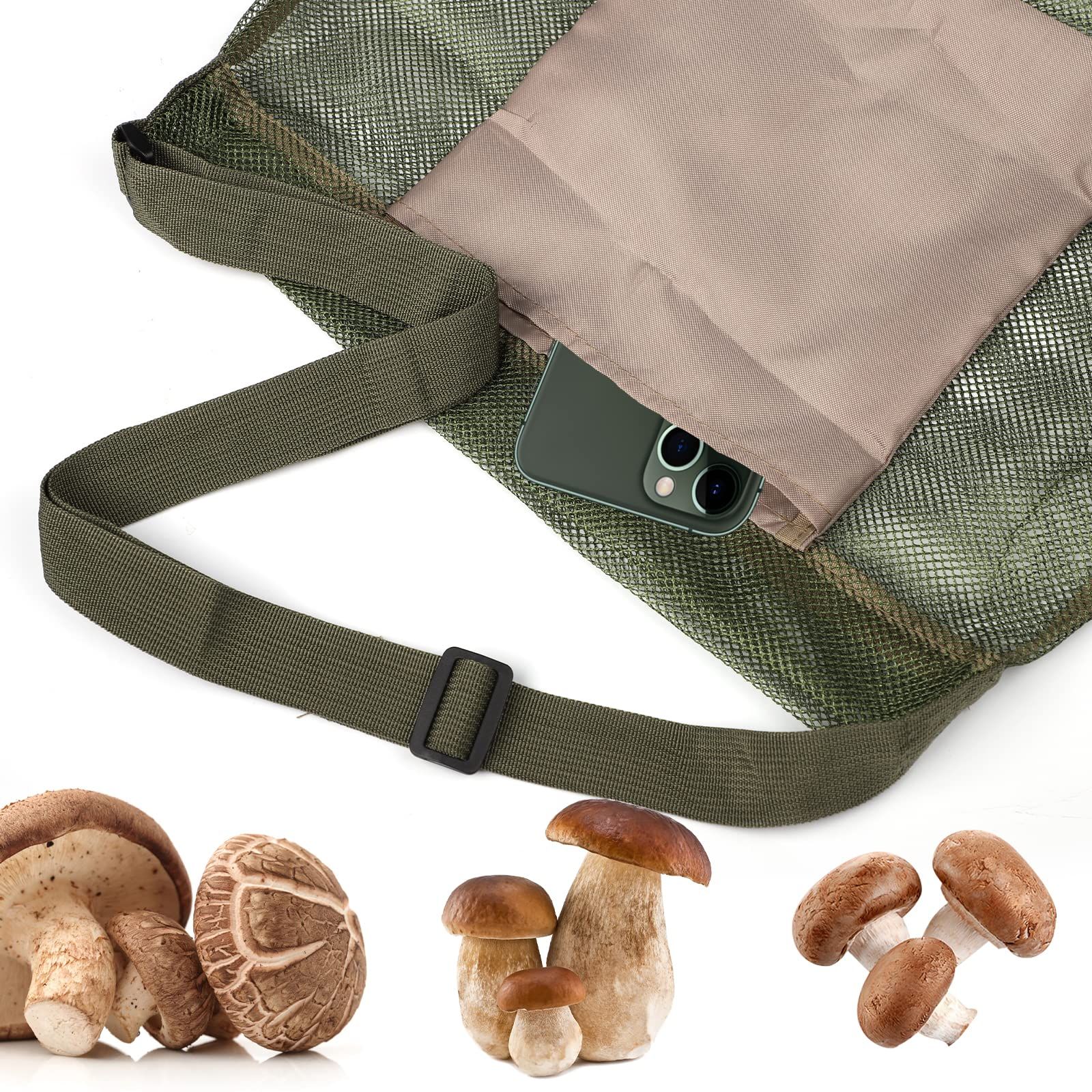 Mushroom Foraging Bag, Practical Mushroom Picking Bag Cute Mushroom Foraging Supplies Mushroom Collecting Tool (Green) — image 3