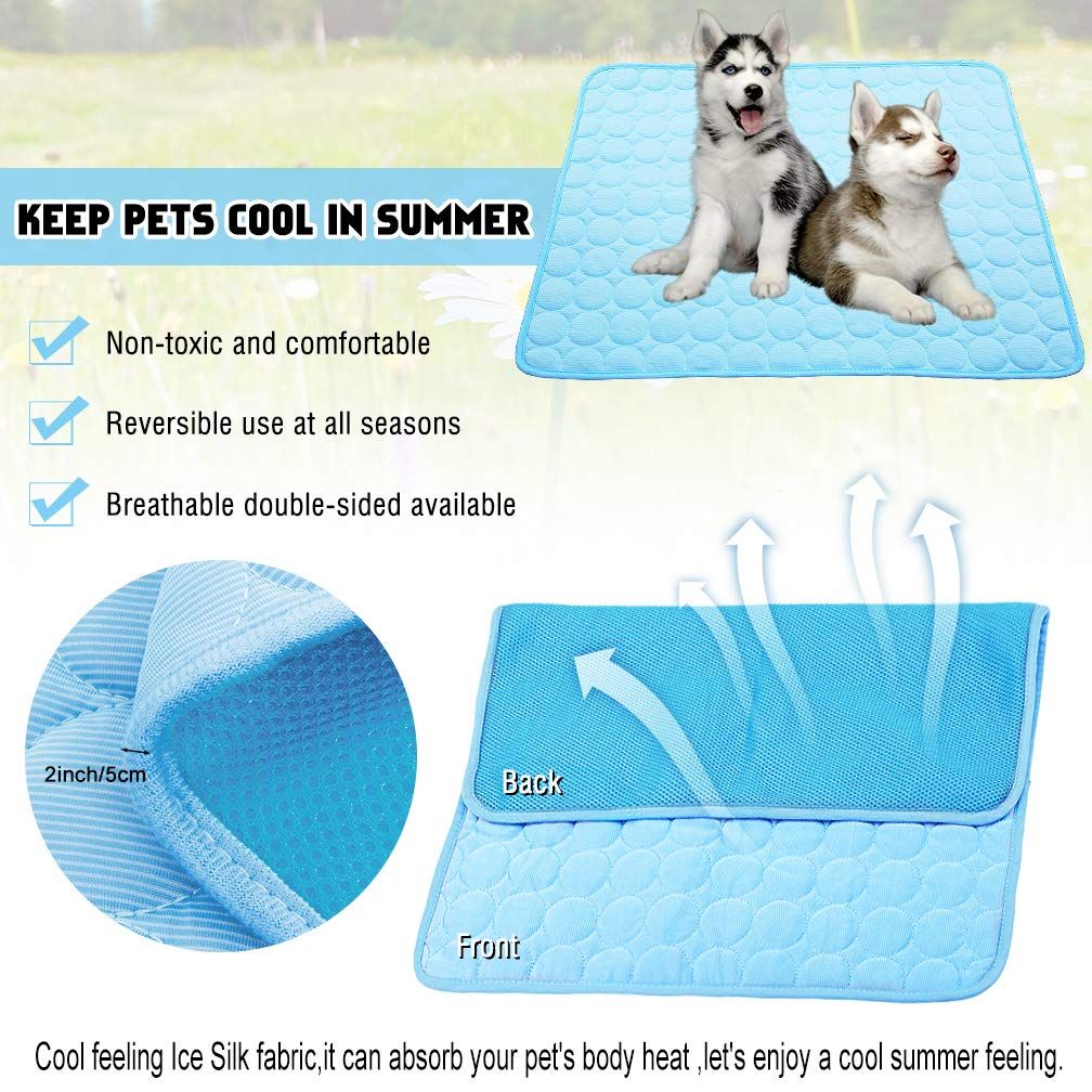 Mat Pad for Dogs Cats Ice Silk Mat Cooling Blanket Cushion for Kennel/Sofa/Bed/Floor/Car Seats Cooling (XL:40 x 28 inches, Blue) โ image 4