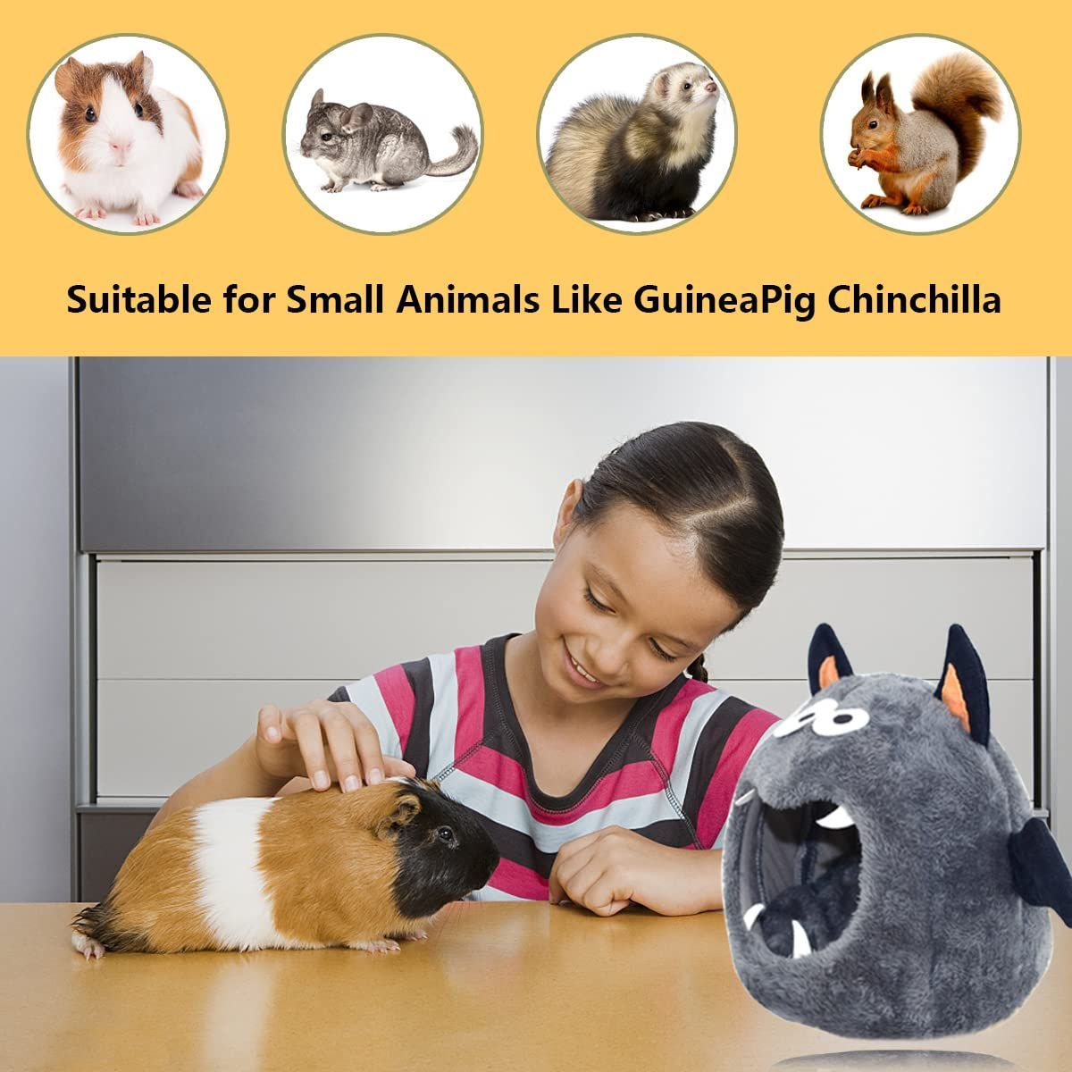 Guinea Pig Bed Hideouts Warm Small Animal Pet Beds Monster Hamster Bed House Accessorie for Guinea Pig Chinchilla Hedgehog Hamster โ image 4