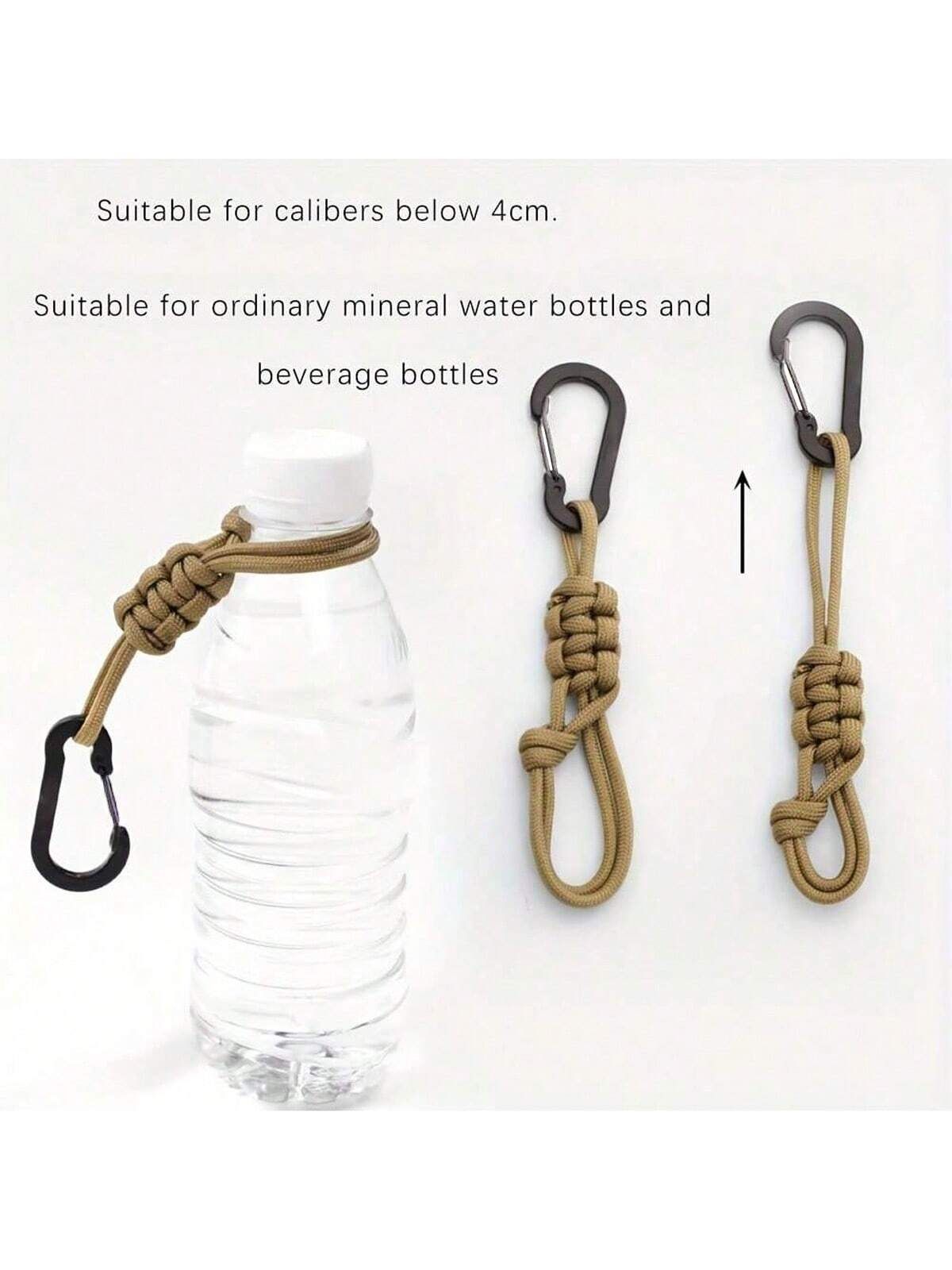 3Pcs Adjustable Multi Functional Handmade Woven Water Bottle Holder With Keychain Durable Outdoor Accessory Suitable For Hiking Camping and Travel Hanging — image 4