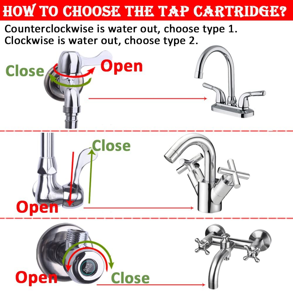Faucet Ceramic Cartridge Valve, G1/2" Brass Tap Ceramic Disc Cartridges Replacement for Hot Cold Water-2pcs — image 3
