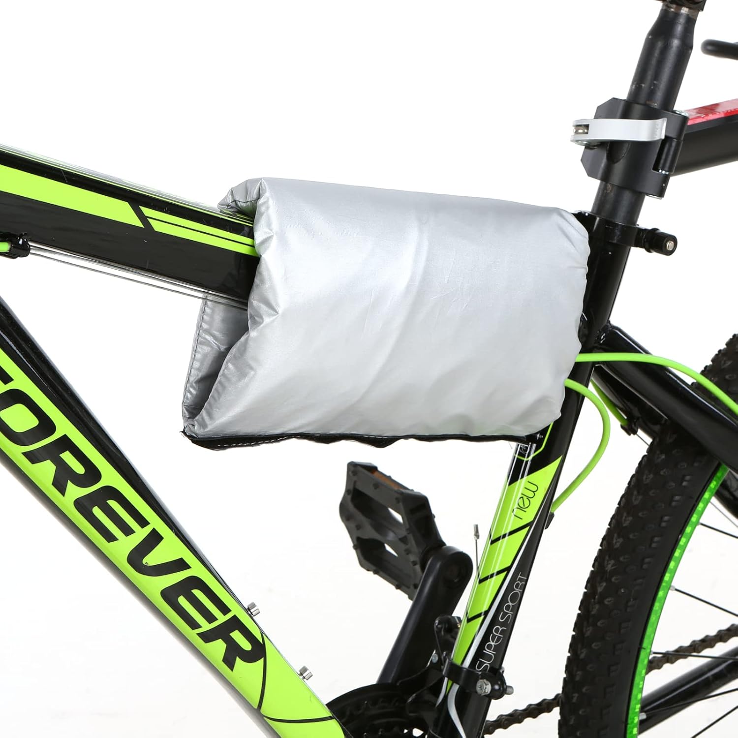 Silver-Coated 190T Polyester Cover for 20/24/26/29 Inch Bikes - Black/Black&Silver, S/M/L/XL Sizes, Weatherproof with Quick-Release Buckle & Lock Hole — image 5