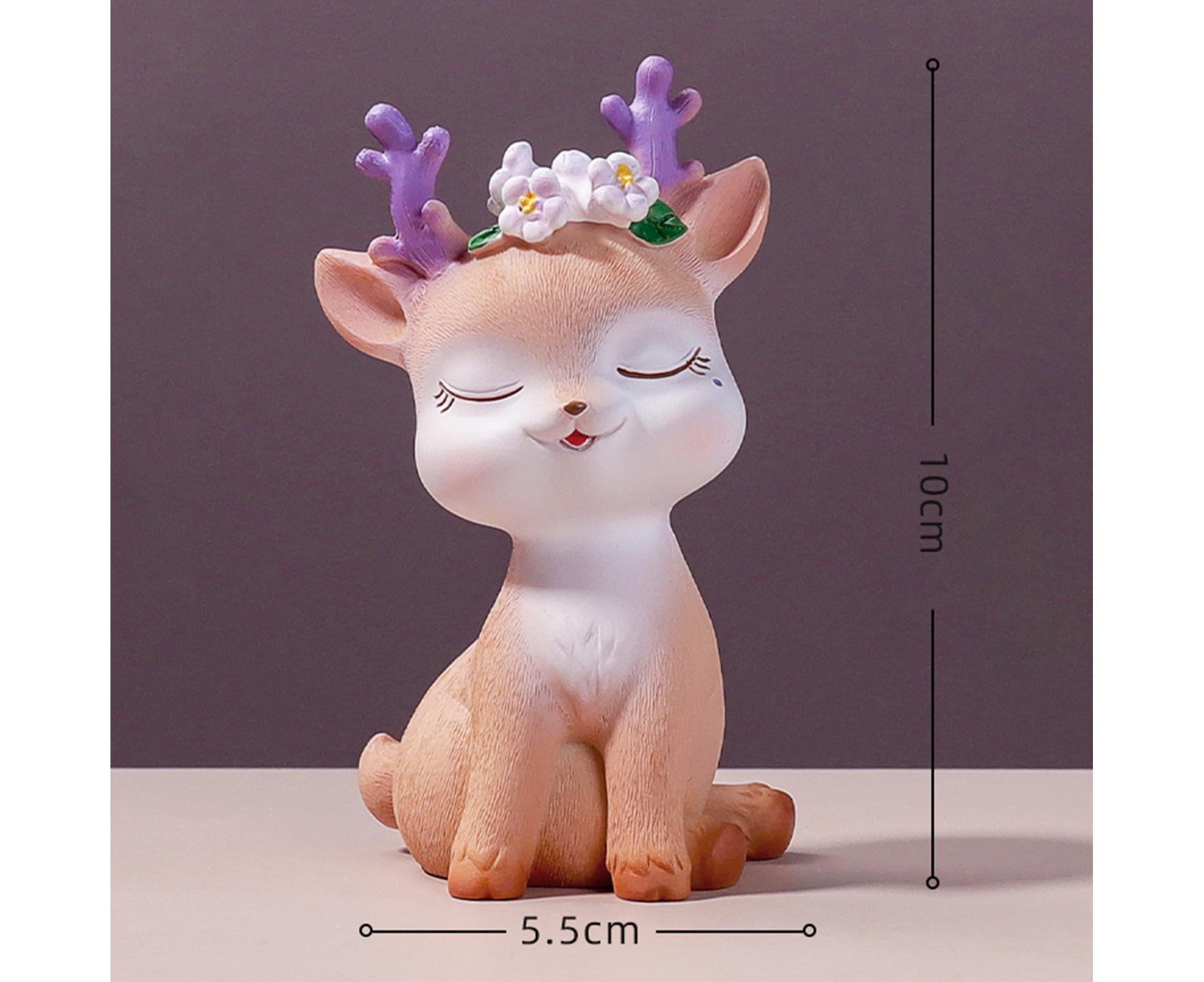 Cartoon Small Deer Resin Reindeer Craft Miniature Desktop Ornaments Car Decor- B — image 6