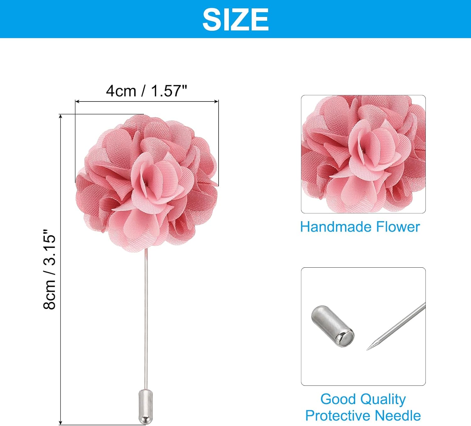 Flower Boutonnieres Pin, Lapel Pin for Men Camellia Wedding Graduation Anniversary Brooch Outfit Accessories Dark Pink/Light Pink โ image 2