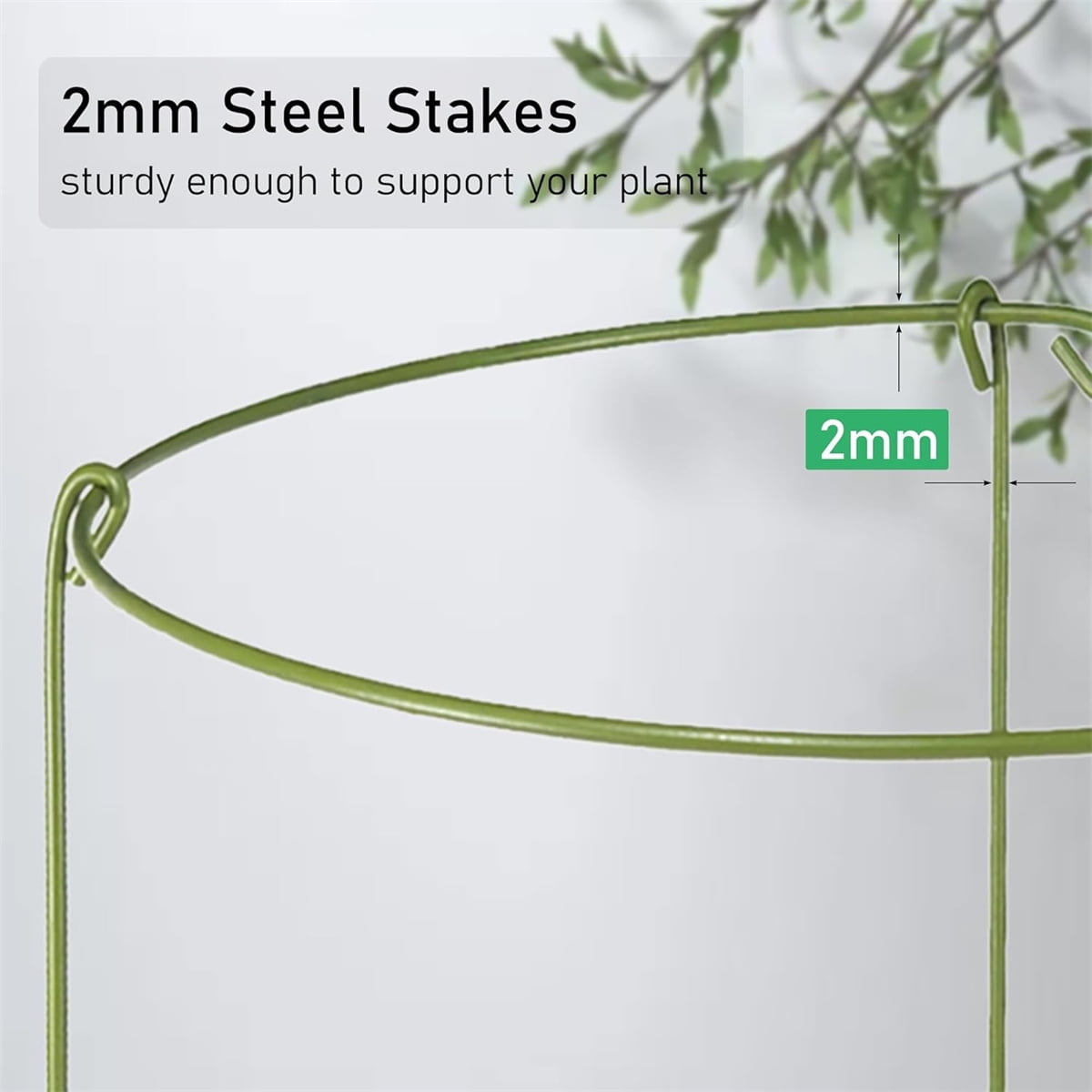 3 Pcs Garden Plant Support Rings for Potted Plant,9 × 11in Round Metal Plant Stakes Rings,Garden Plant Support Brace,Peony Cages Support Stakes Ring,Plant — image 3
