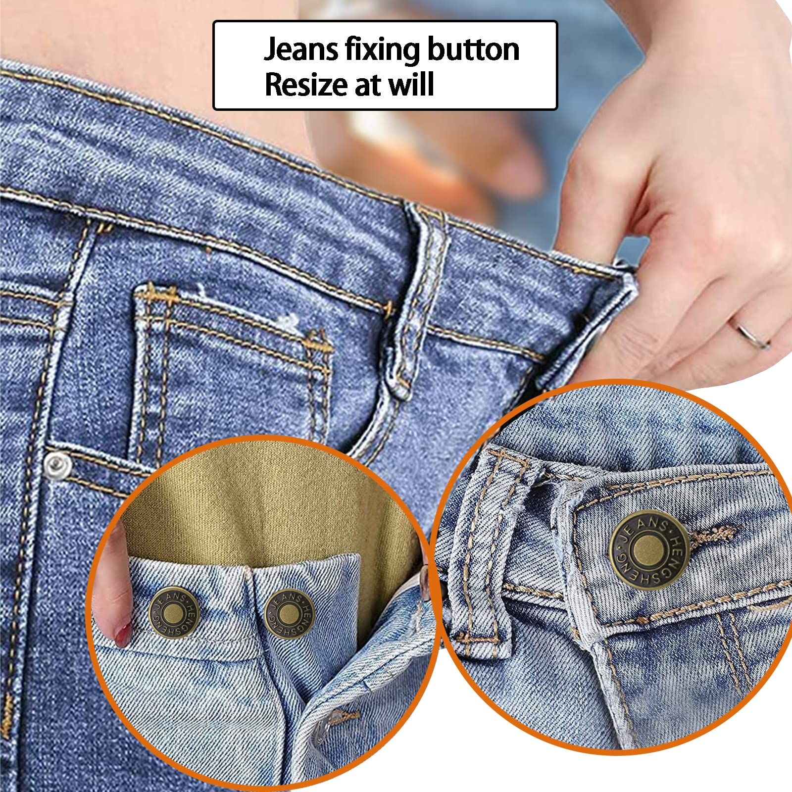 Buttons for Jeans,17 mm no-sew nailess Removable Metal Jeans Buttons Replacement Repair Combo Thread,12 Replacement Buttons β image 5