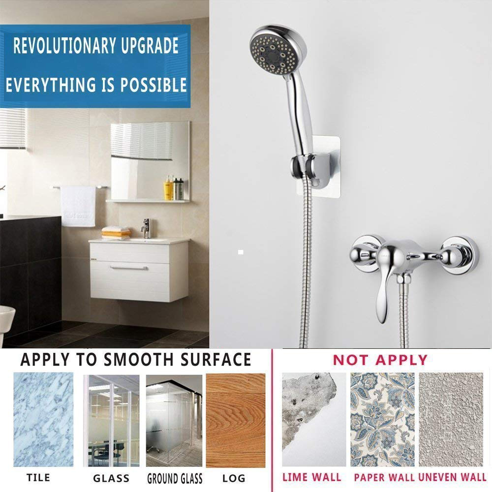 Adjustable Shower Head Holder, Self-Adhesive Handheld Shower Holder with 3M Sticker, Reusable, Durable, Waterproof, Wall Mount for Bathroom — image 4