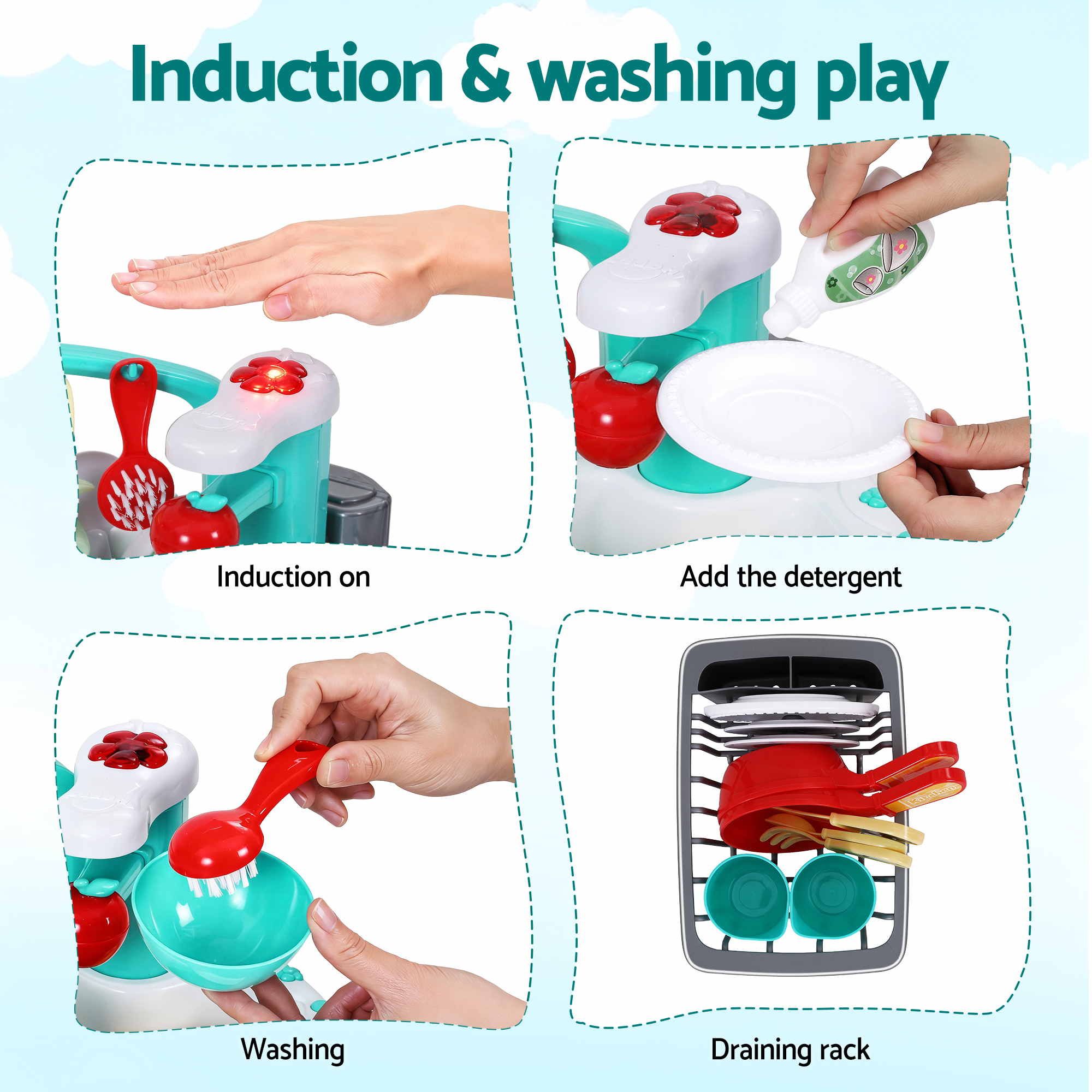 Keezi 2 Piece Kids Pretend Kitchen and Washing Playset Sink Toys — image 6