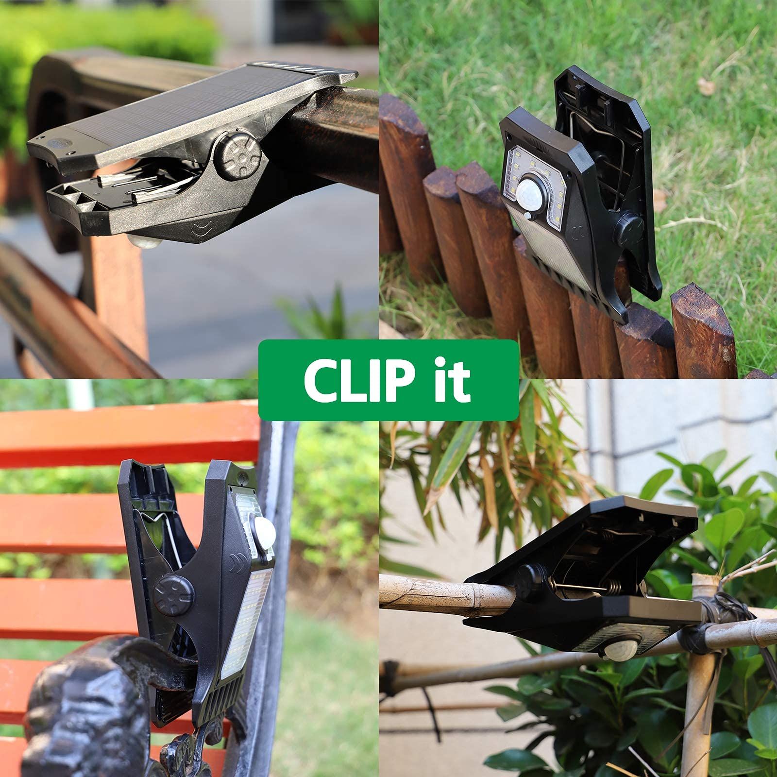 2pc Clip on Solar Lights Outdoor Waterproof Motion Sensor Lights Solar Security Lights for Chain Link Fence Camping Gate — image 4