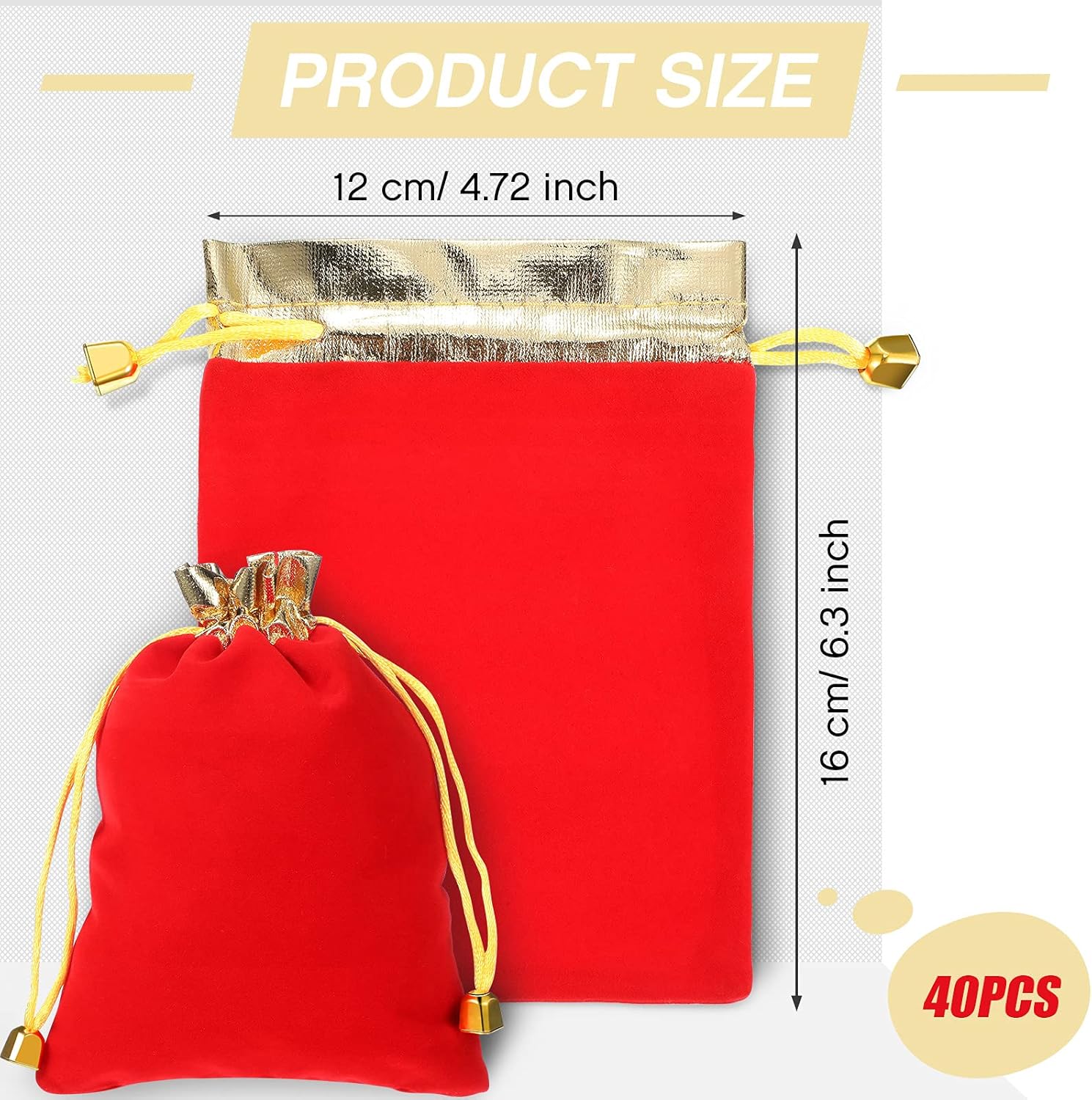 50 Pieces Velvet Bags Soft Jewelry Pouch with Drawstrings Velour Packaging Drawstring Present Bag for Candy Wedding Party Birthday Christmas Thanksgiving, 4.7 — image 2
