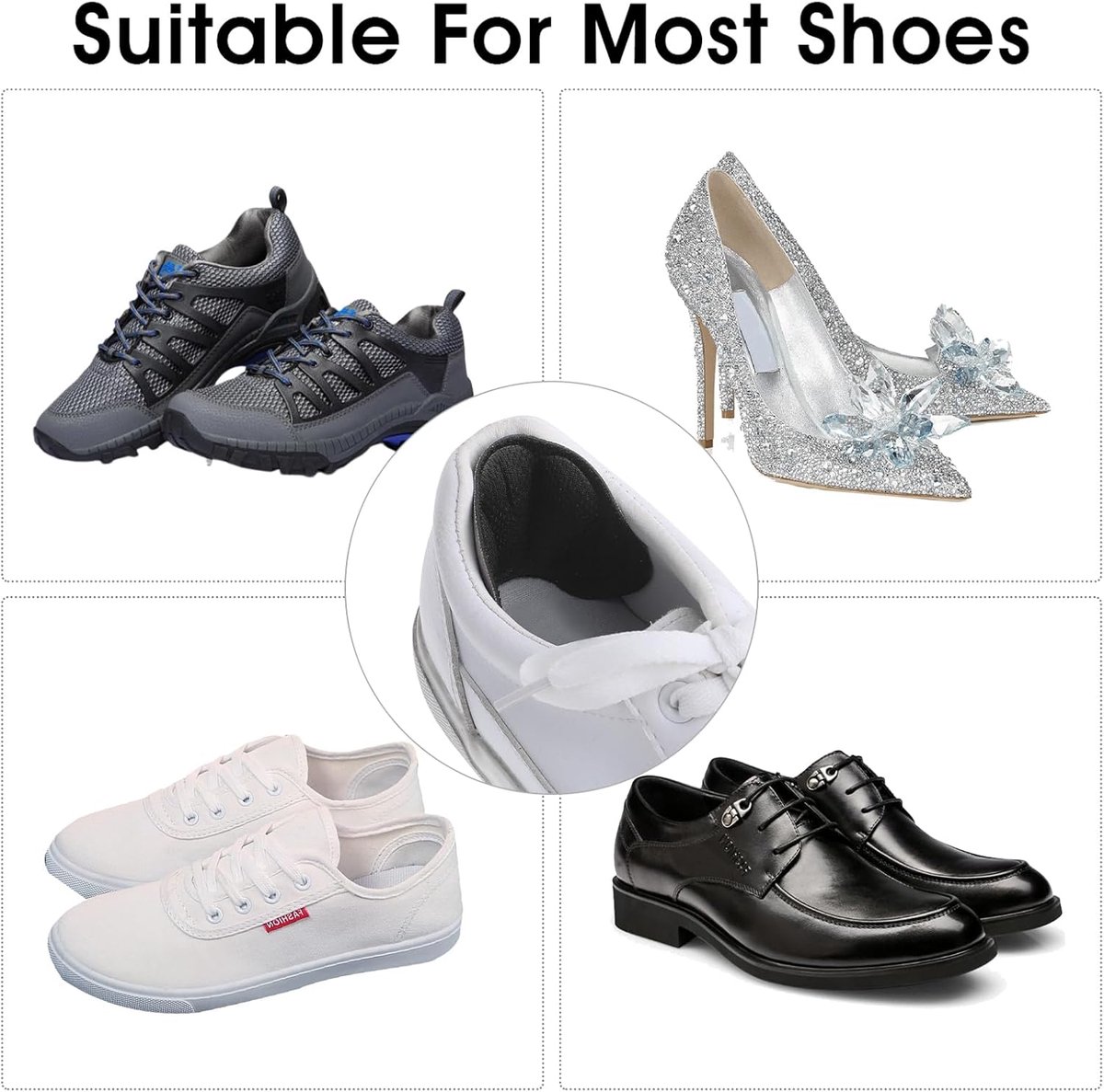 4-Pair Heel Sole - Anti-Slip Heel Sole for High Heels & Dress Shoes - Anti-Slip Heel - Self-Adhesive Heel Sole - Suitable for Loose-fitting Shoes, Anti-Slip — image 3