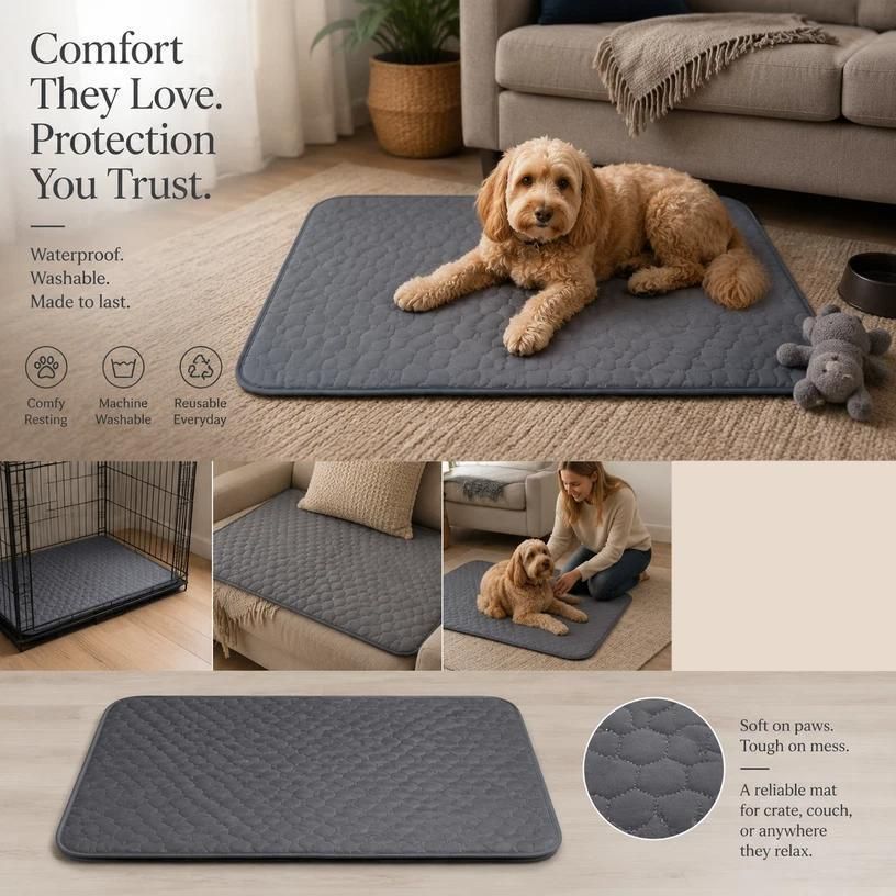 2pcs Grey Pet Pad, Size L (70 × 50cm)