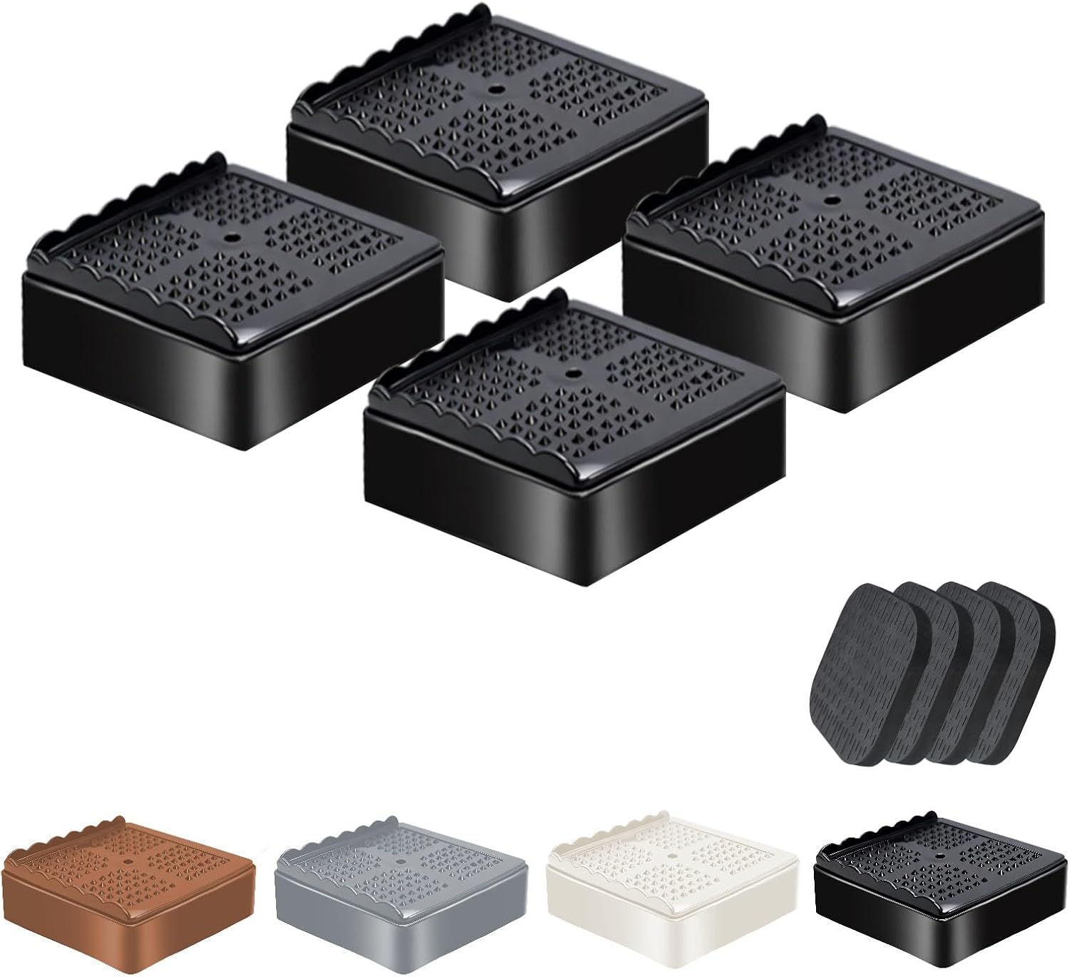Furniture Risers, 4 Pack Bed Risers with Non-Slip Grip and Heavy Duty Support, 1 Inch 2 Inch 3 Inch 4 Inch Height Lift for Couch, Sofa, Table, Desk, Chair