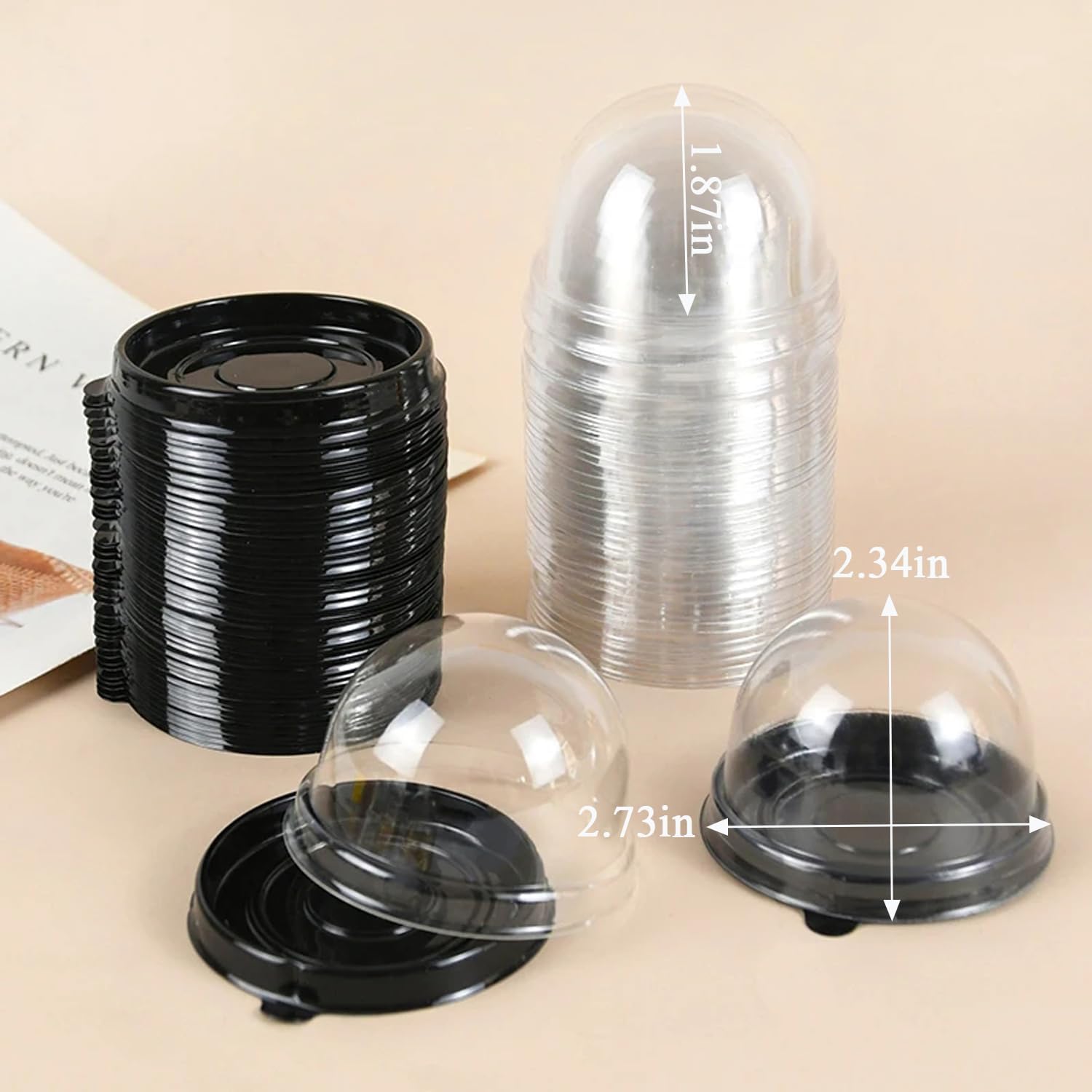 50Pcs Clear Plastic Mini Cake Box with Dome Lids, Mini Muffin Container Box Mooncake Dome Box Pastry Baking Packaging Boxes Wedding Birthday Gifts Supplies โ image 5