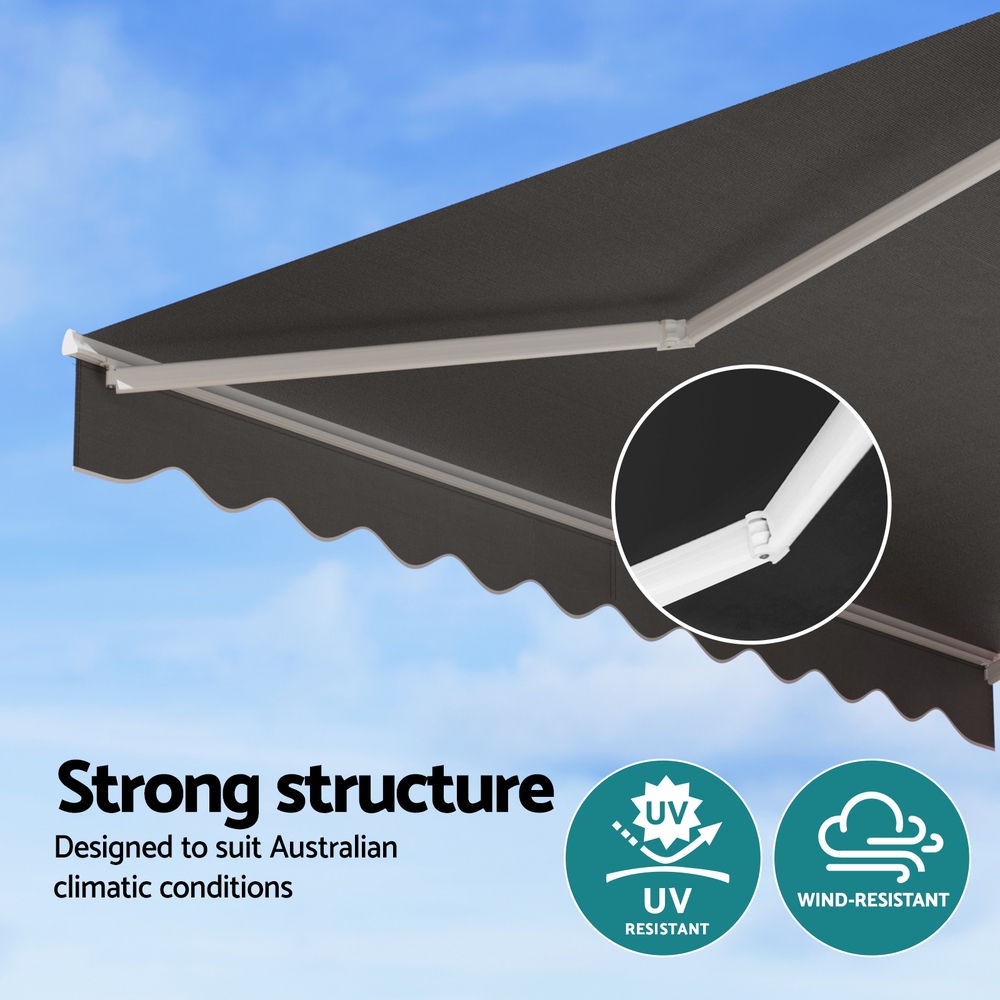 Instahut Retractable Folding Arm Awning Motorised Sunshade 3M X 2M Grey โ image 5
