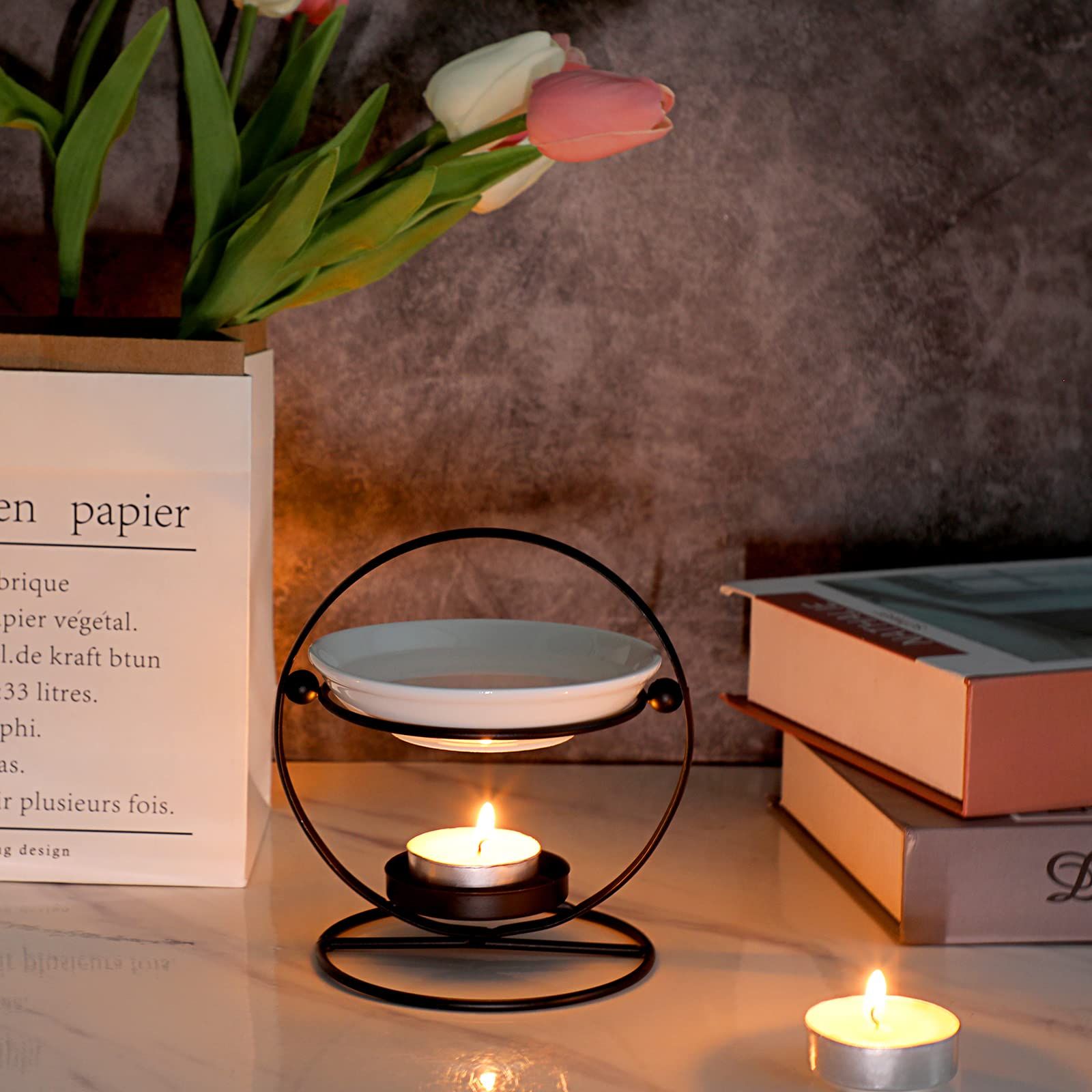 Romantic Ceramic Tealight Wax Melt Warmer, Non Elecric Essential Oil Warmer Candle Fragrance Warmer Aromatherapy Wax Candle — image 3