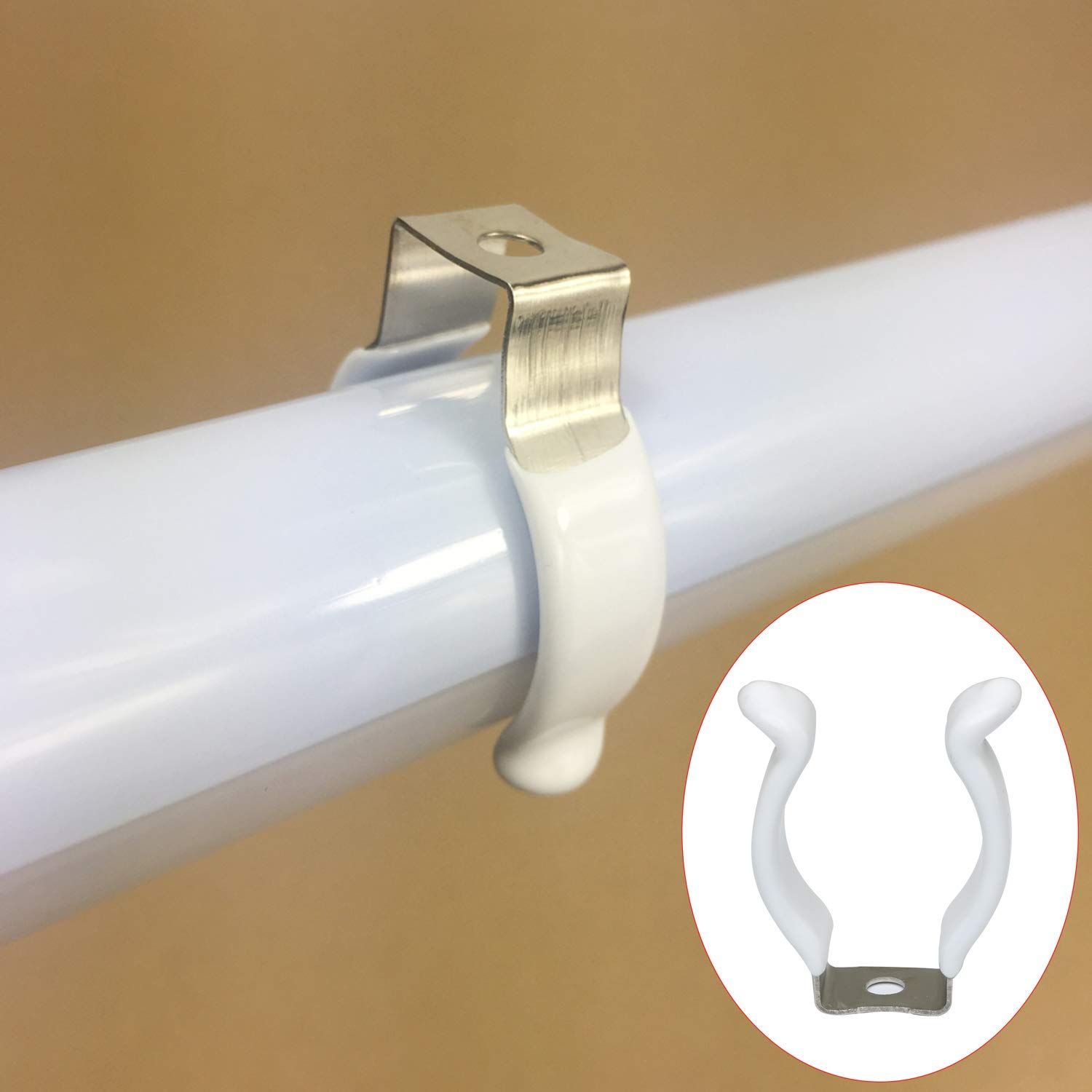 10pc -Clips Holder Bracket for Bulbs & Fluorescent Tubes Mounting Accessories, White Plastic Dipped Clamps Lamp Support Lampholder โ image 3