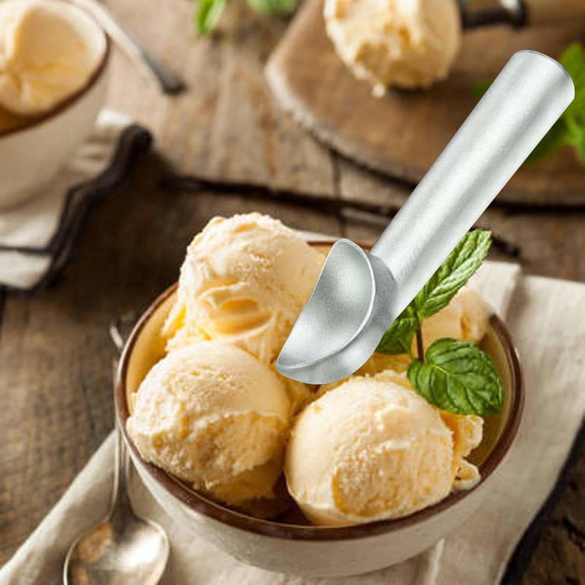 Ice Cream Scoop - Non-stick Aluminum Liquid-Filled Heat-Conducting Handle - Professional Restaurant Bar Ice Cream Scoop - Gray โ image 3