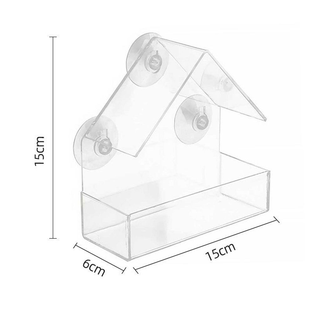 Ochine Window Bird House with Strong Suction Cup Wooden Birdhouse Clear Window Bird Feeder Outdoor Birds Nest Cage Outside Wild Easy Hanging Removable Tray — image 5