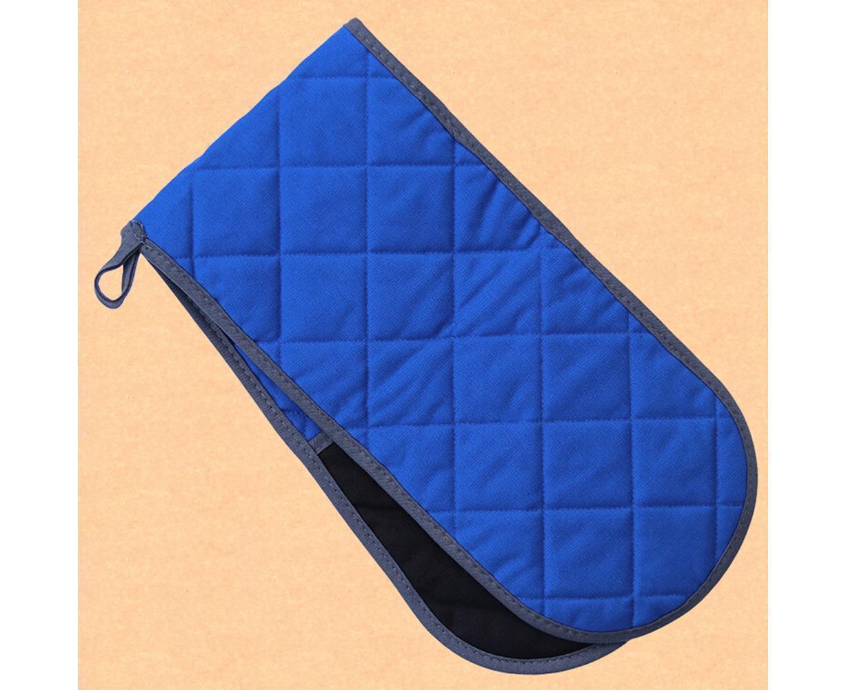 Double-ended Heat Resistant Cotton Mitt Oven Padded Kitchen Baking Glove Tool-Blue — image 2