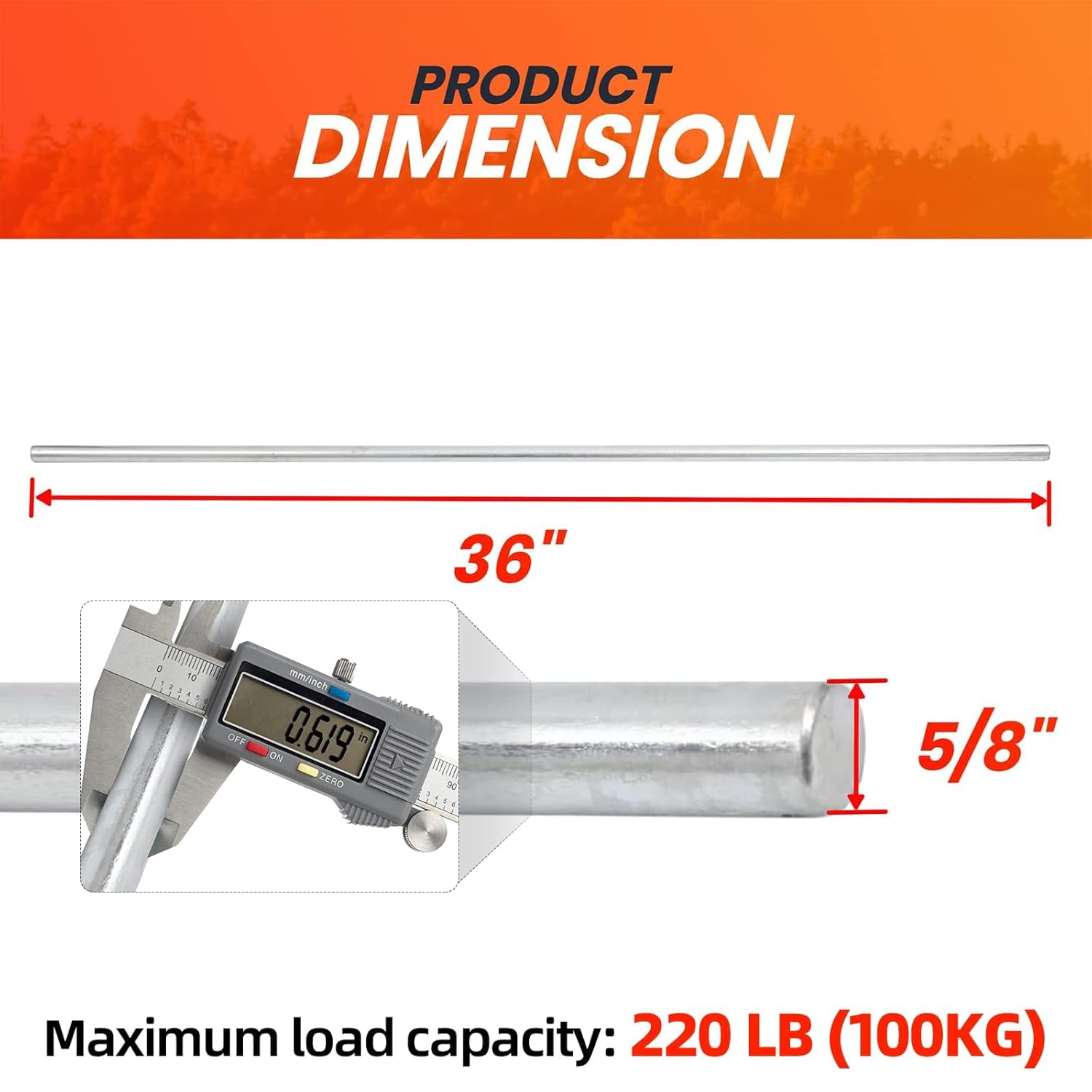 (2+4 Pack) 5/8" x 36" Zinc Plated Steel Rods and 5/8" Bore Solid Steel Shaft Collars, for Use as an Axle Shaft on Hand Trucks Dollies Wagons Wheelbarrows — image 3