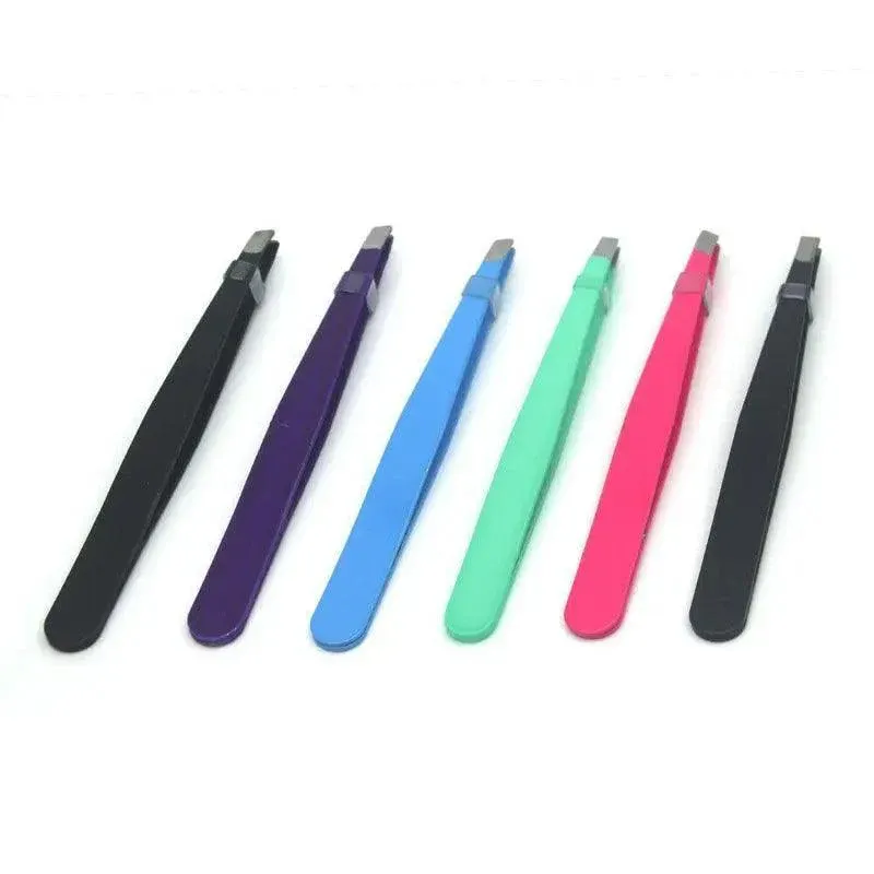 Stainless Steel Hair Eyebrow Tweezers Plucker Puller Beauty Slanted Nail Tip - Black โ image 3