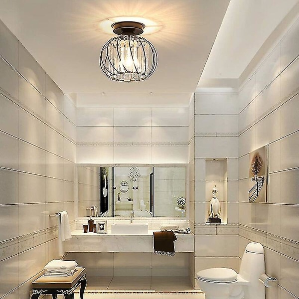 Modern Crystal Ceiling Light E27 LED Ceiling Lamp Mini Crystal Chandelier for Kitchen Dining Room Bedroom Hallway Entrance (Black)HYD โ image 4