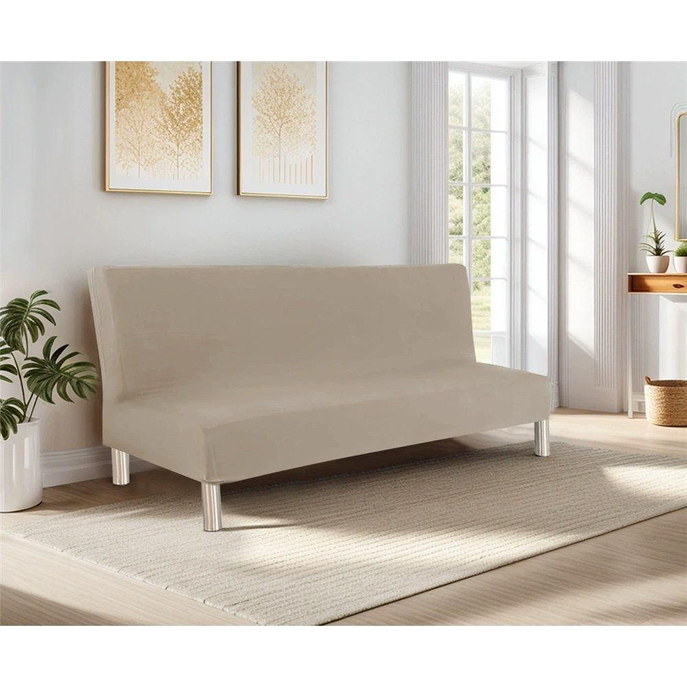 Stretch Queen Size Couch Cover Sofa Bed Cover Furniture Protector with Elastic Bottom, Elastic waterproof milk silk armless sofa cover universal folding sofa — image 3