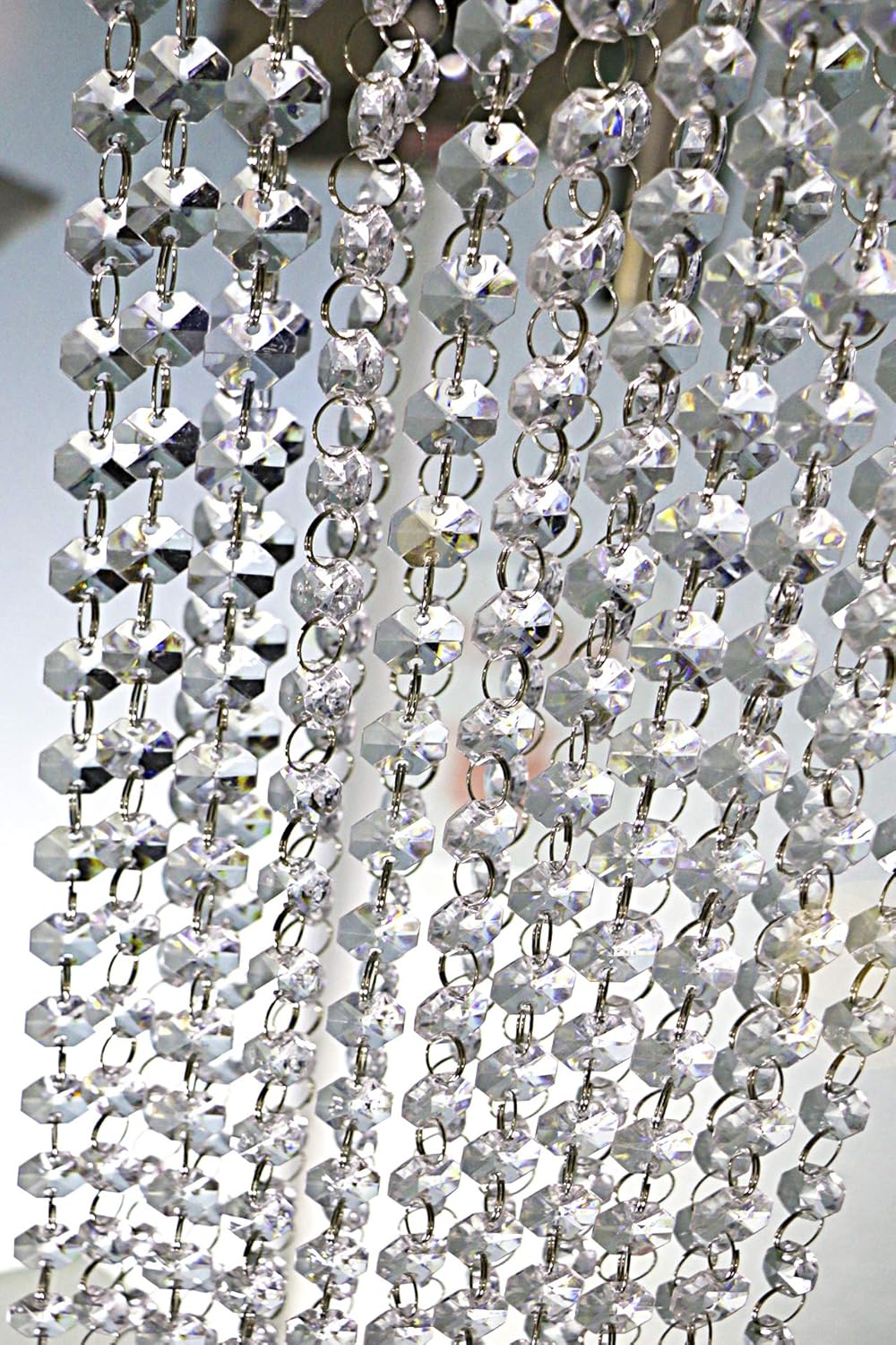 Crystal bead necklace - Crystal garland string - Pendant light - Gemstone bead necklace - 14 mm - Clear - Octagonal prism diamond string decoration - For — image 2