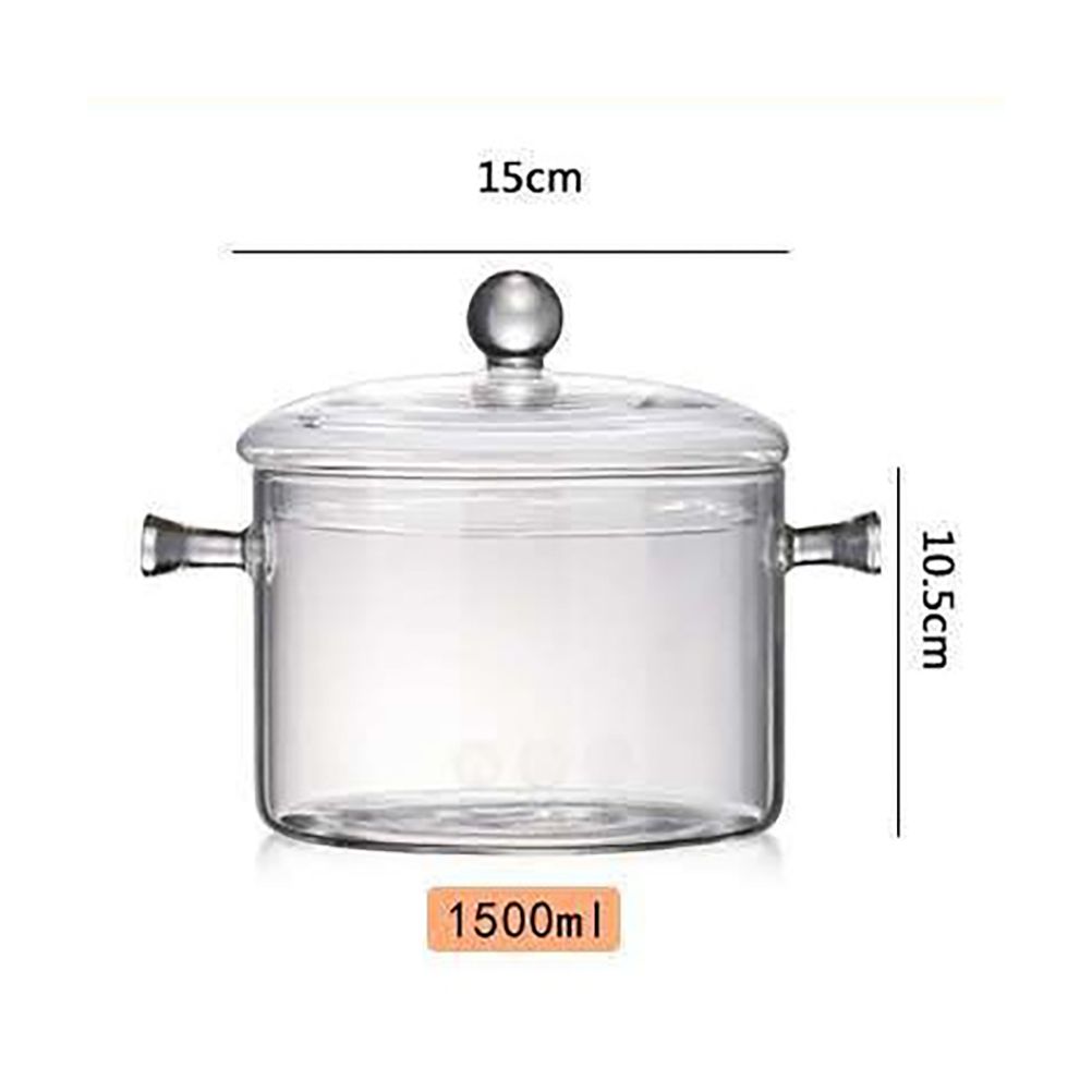 Glass Pasta Noodles Bowls Heat Resistant Glass Cooking Pot with Lid Sauce Pan for Soup Pasta Baby Food โ image 2