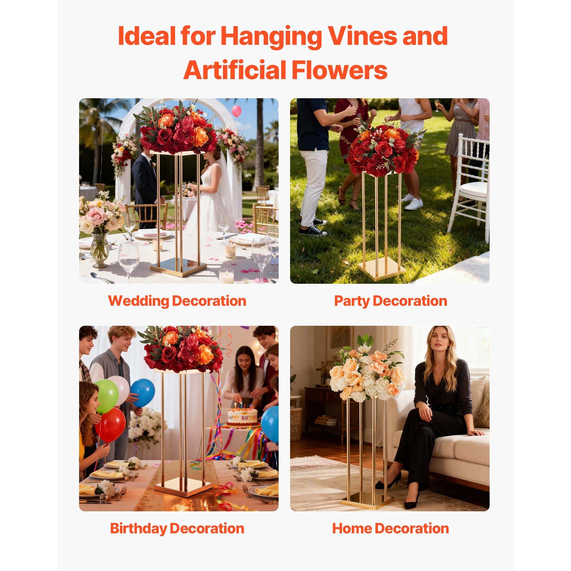 Wedding Flower Stand, 10PCS 60cm Column Flower Stand, Floral Stands with Metal Laminate, Cylindrical Cubic Floral Display Rack for Wedding, Party, Birthday — image 6