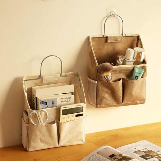 Storage Bag - Cotton and Linen Fabric - Bedside Storage Bag - Wall Mounted - Dorm Room Essentials and Snack Storage Bag - Visual Storage Bag — image 3