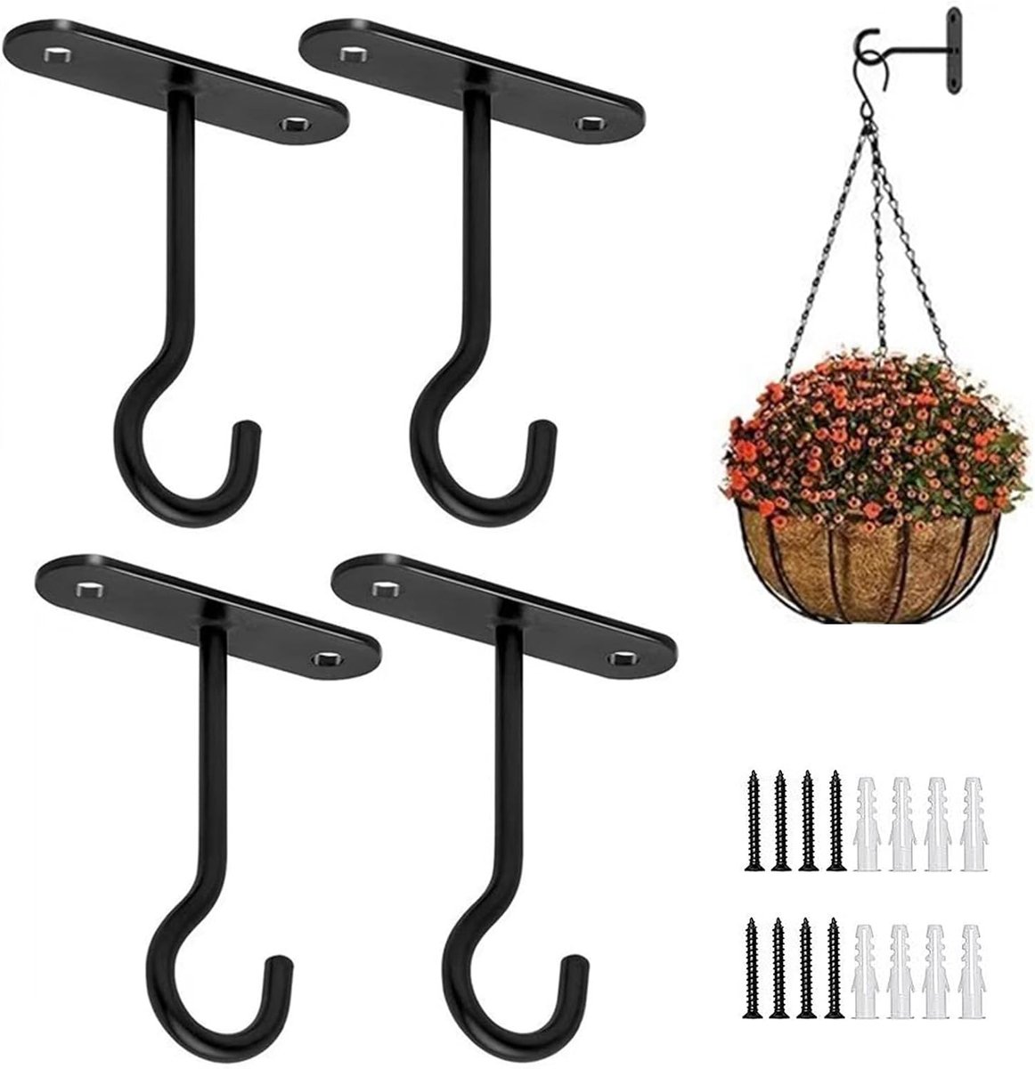 pieces - 10*7 cm - Ceiling hooks - metal hanging basket brackets - wall hooks - metal wall hooks - wall-mounted flower hangers - hanging plant
