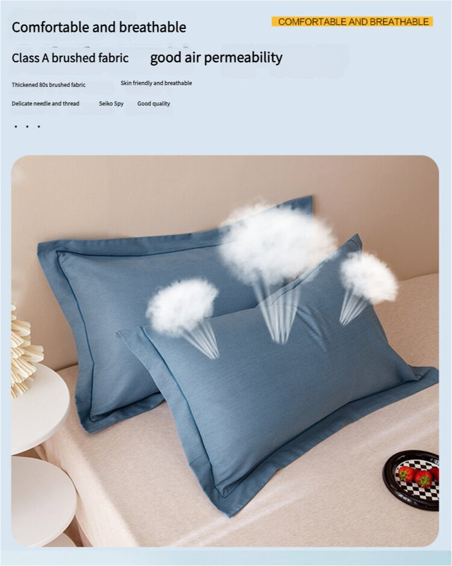 Yellow Pure Cotton Flannel Pillowcase Set - Soft, Thickened, Solid Color (Pair, 48x74cm) โ image 3