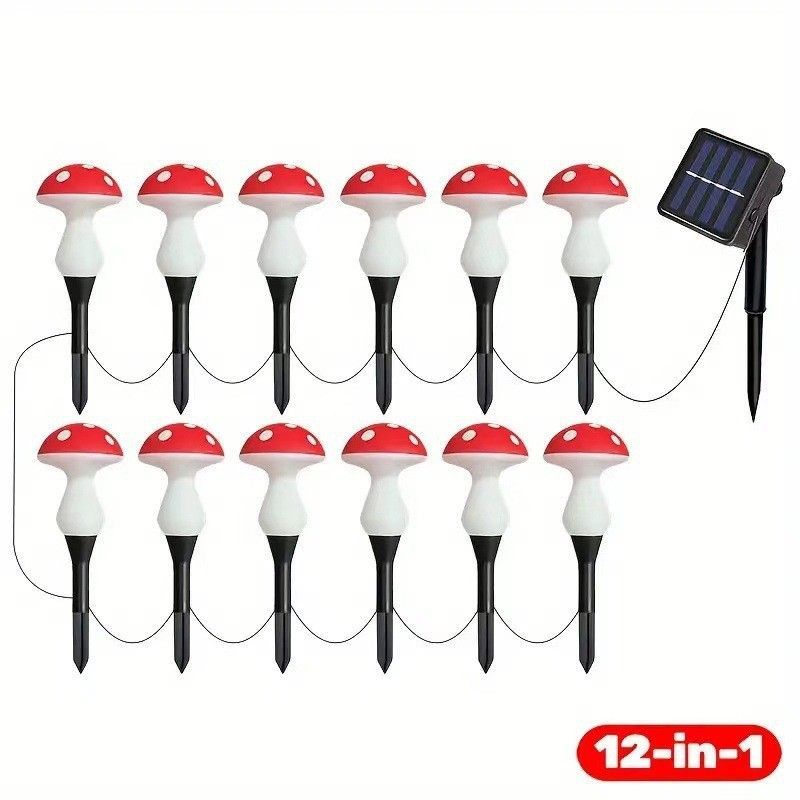 solar garden lights, mushroom outdoor lights, outdoor decoration lights, 8-mode lights, solar-powered lights, Independence Day decoration, Halloween — image 4