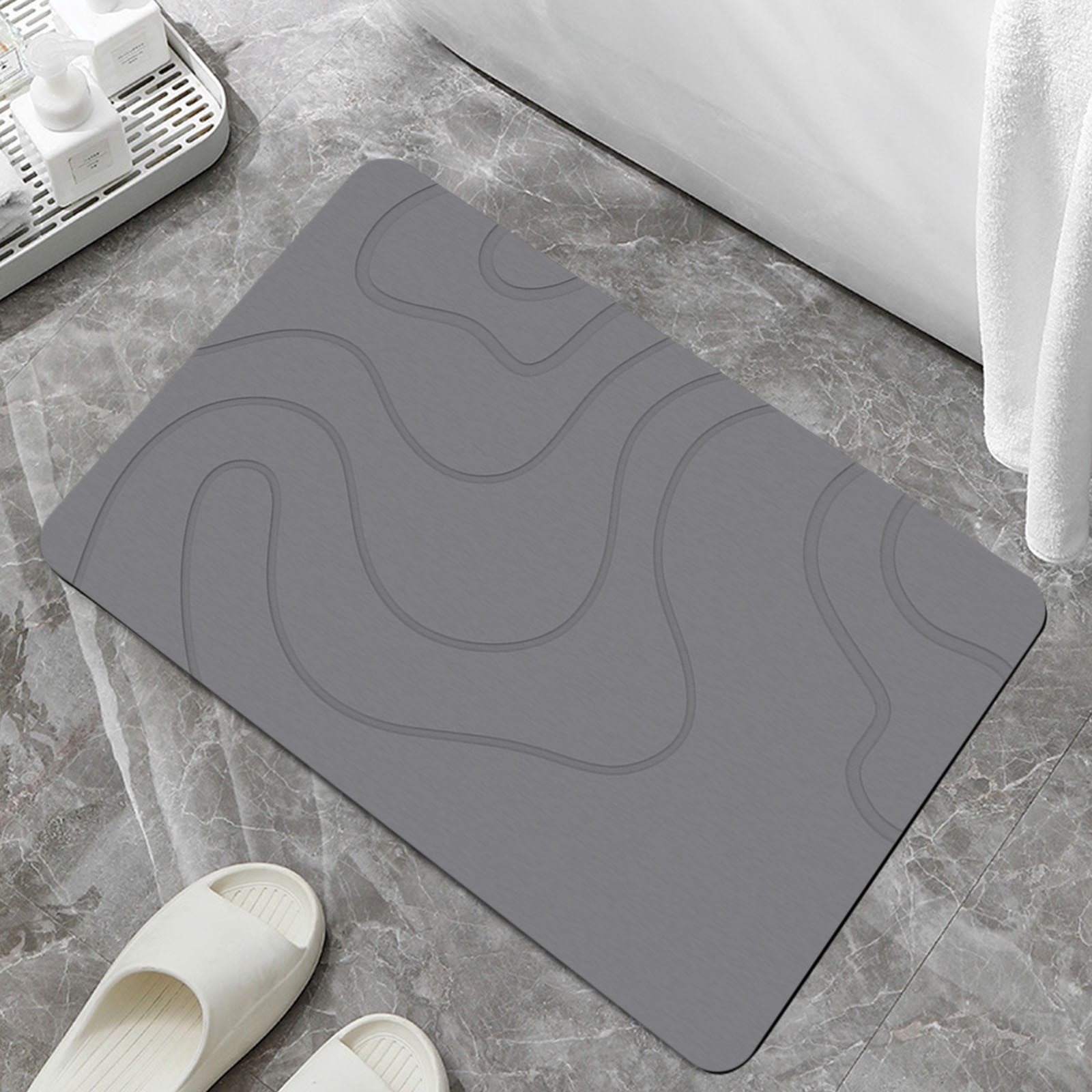 Stone Bath Mat, 16 × 24" Quick Drying Diatomaceous Earth Bath Mat Super Absorbent Non Slip Stone Bath Mats Washable Rug for Bathroom Floor Kitchen Shower, Dark — image 6
