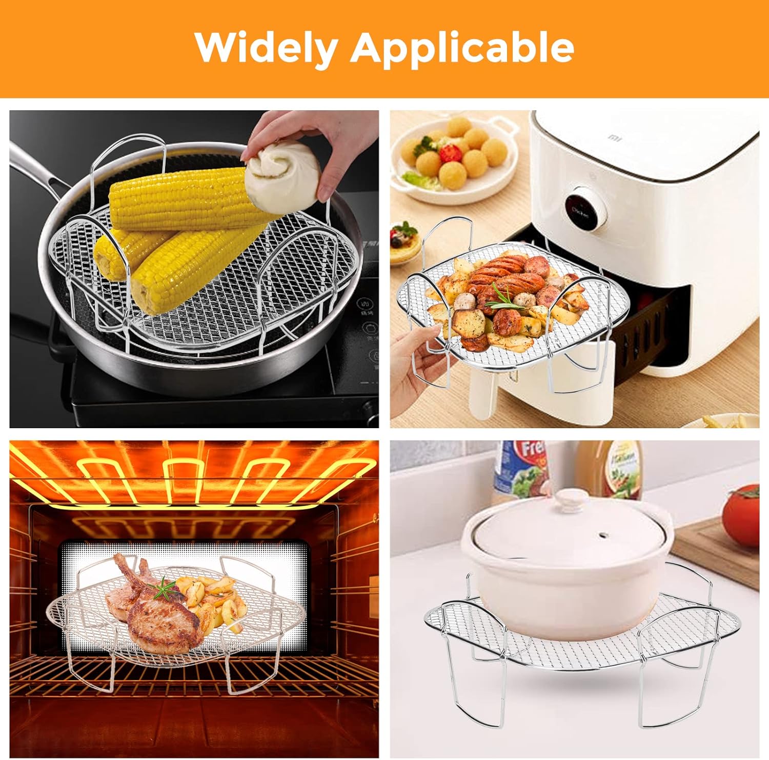 Square air fryer rack - Air fryer baking pan - Air fryer accessories - Stainless steel - 20 cm โ image 4