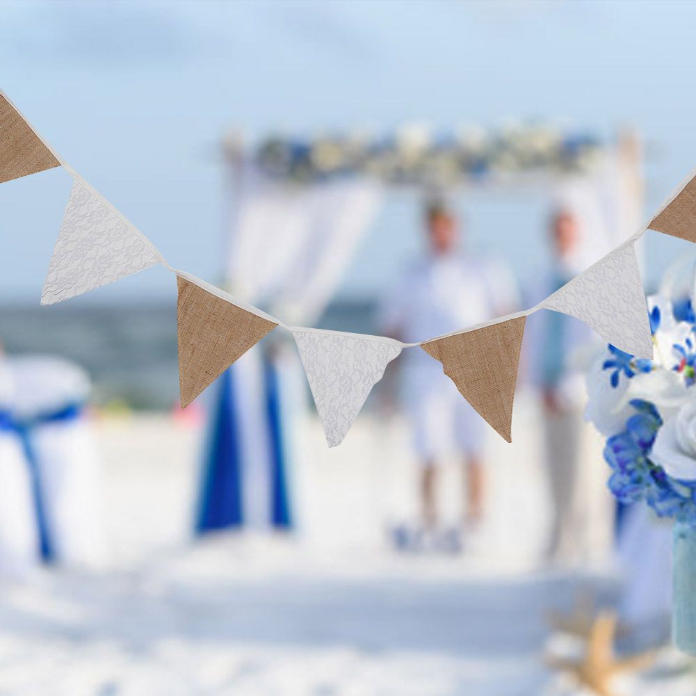Burlap Triangle Banner Hanging Flags for Party Wedding Bridal Proposal Decoration 03 — image 2