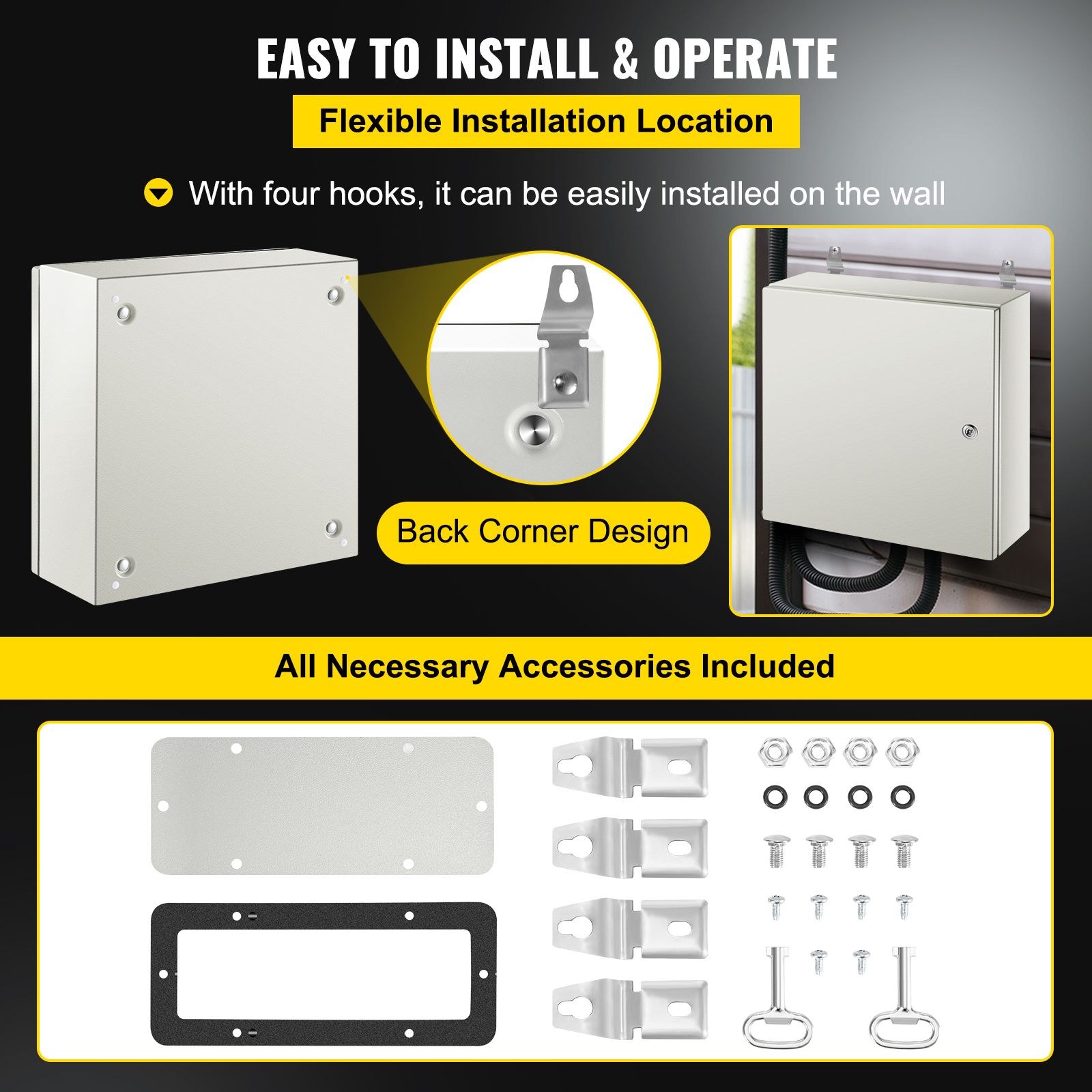 NEMA Steel Enclosure, 20 x 6/'/' NEMA 4X Steel Electrical Box, IP66 Waterproof & Dustproof, Outdoor/Indoor Electrical Junction Box, with Mounting Plate โ image 6