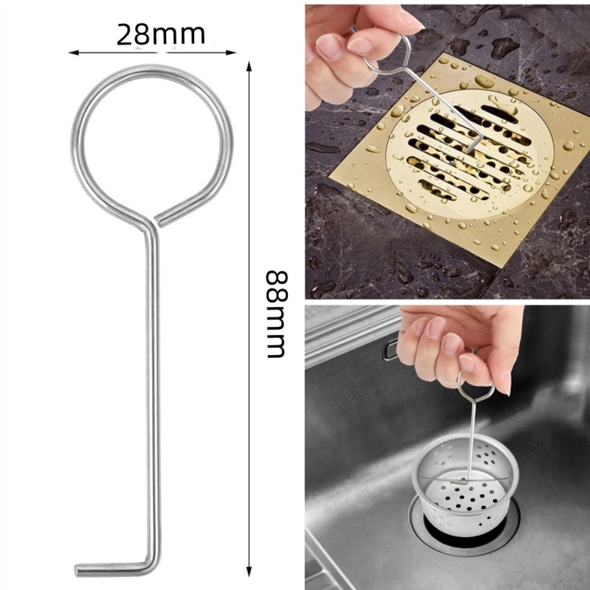 pieces - Drain Wrench - Drain Hook - Lifting Hook - Stainless Steel Drain - Drain Wrench Hook - Removal Tool - for Shower Drains, Drain Grate, Drain Hair โ image 5